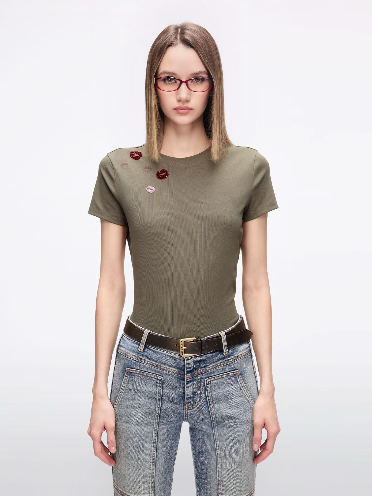 Beaded Printed T-Shirt