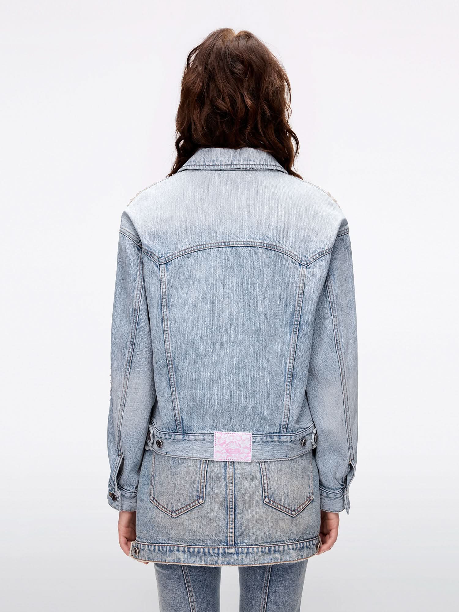 Mesh and Beaded Denim Jacket
