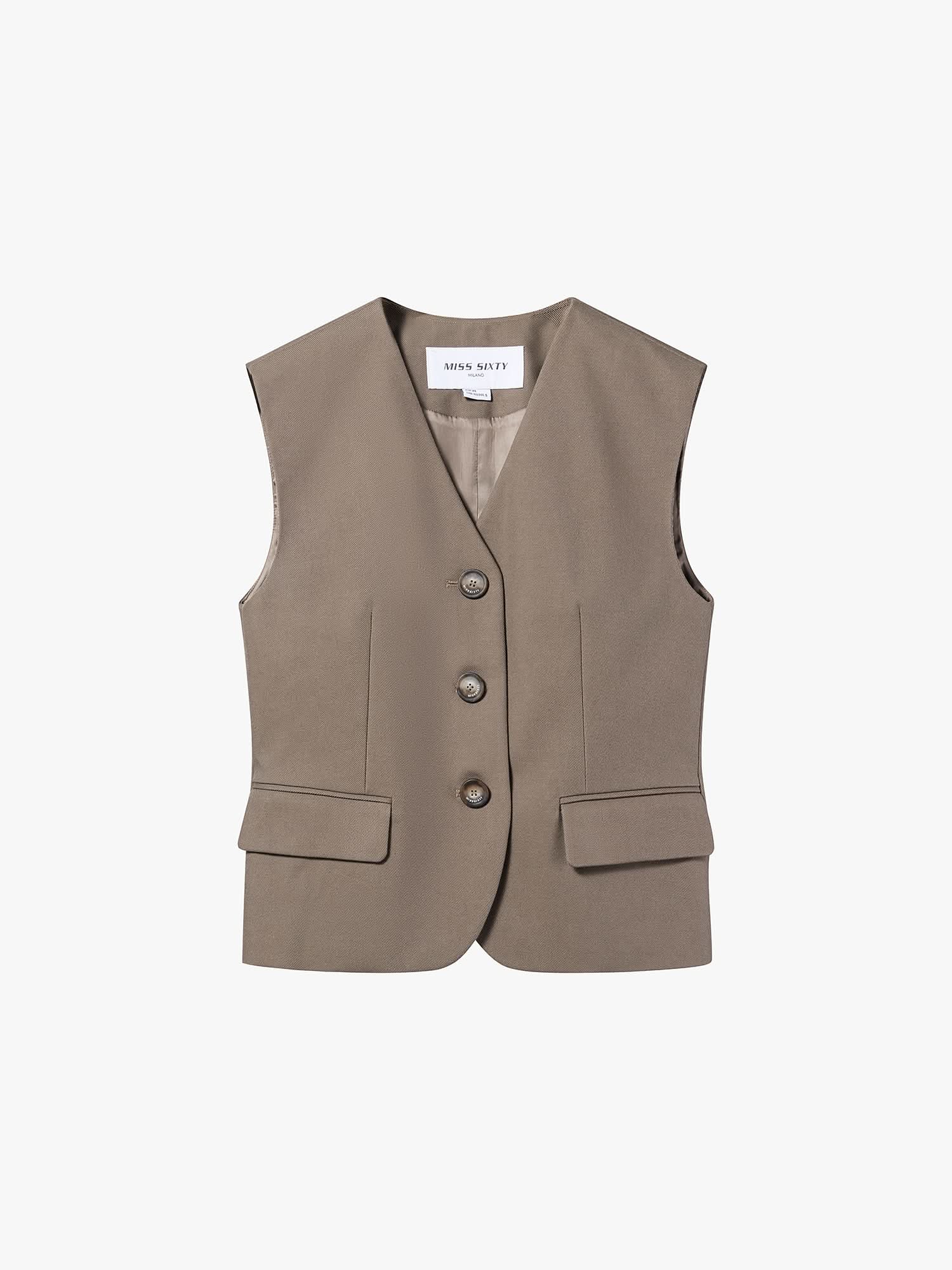 Single-Breasted Sleeveless Vest