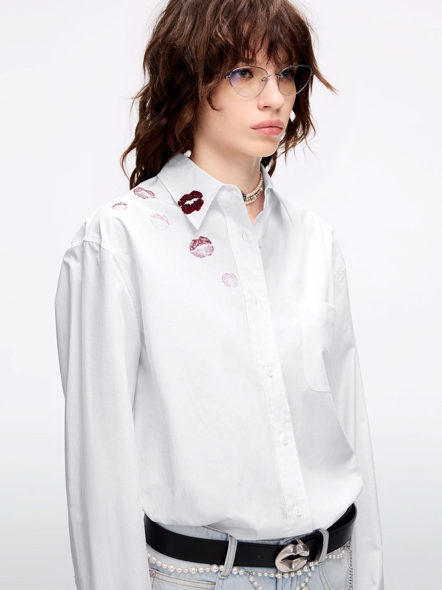 Beaded Loose-Fitting Shirt