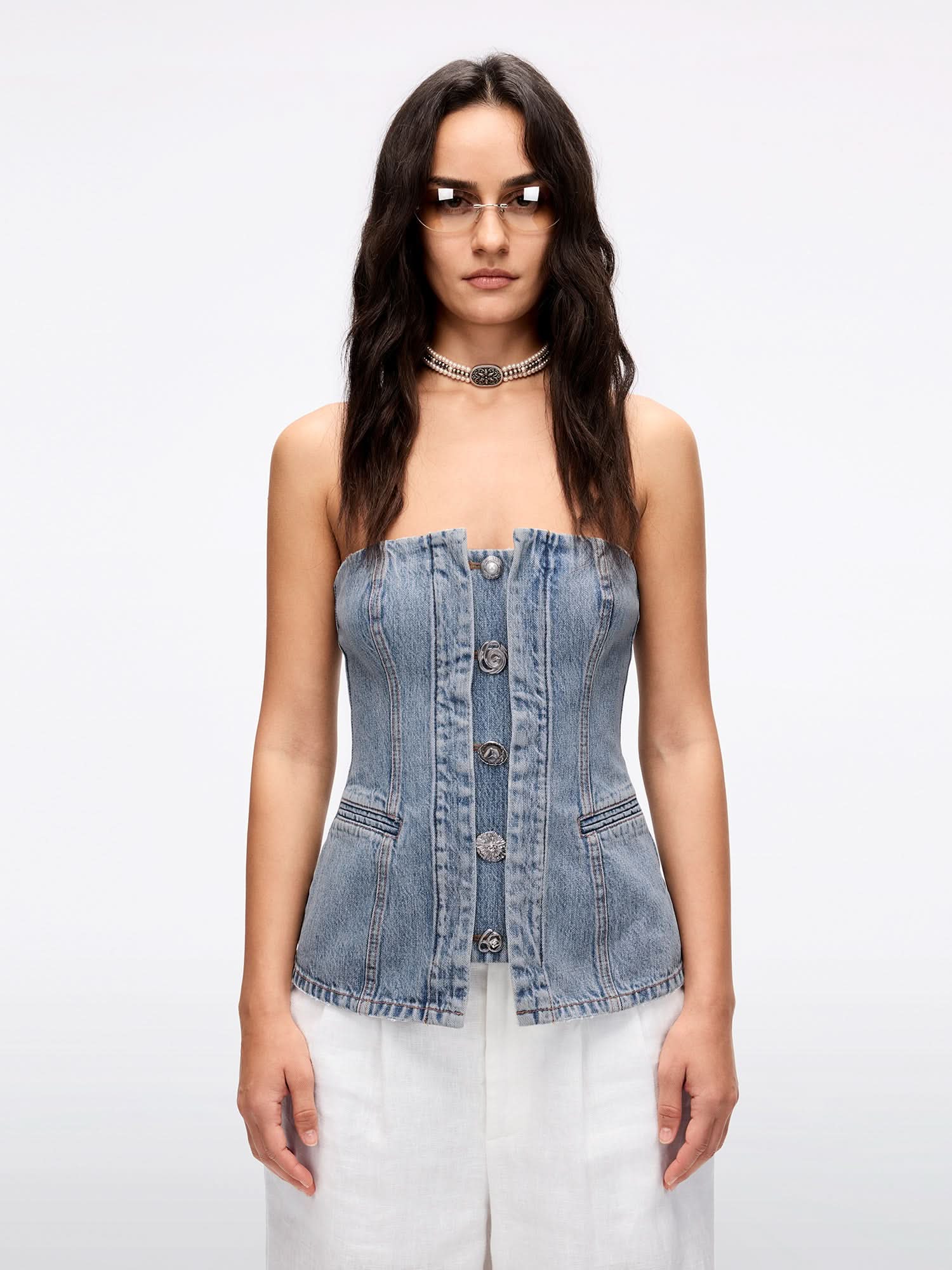 Denim Strapless Top