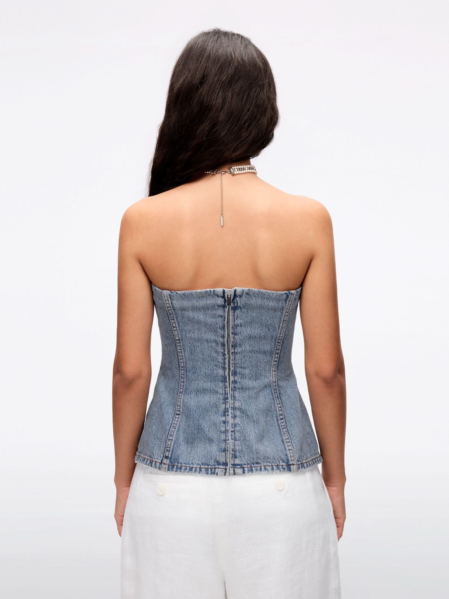 Denim Strapless Top