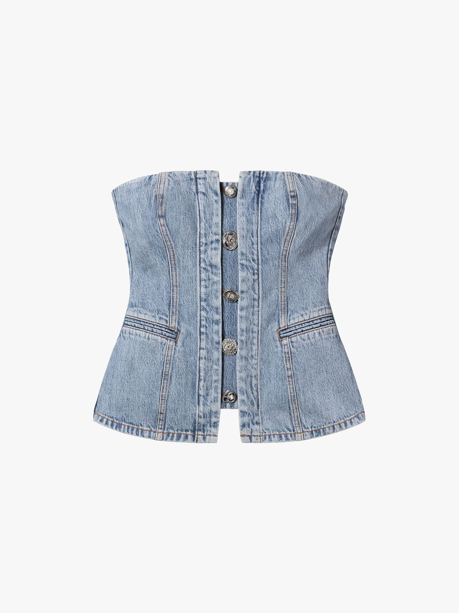 Denim Strapless Top