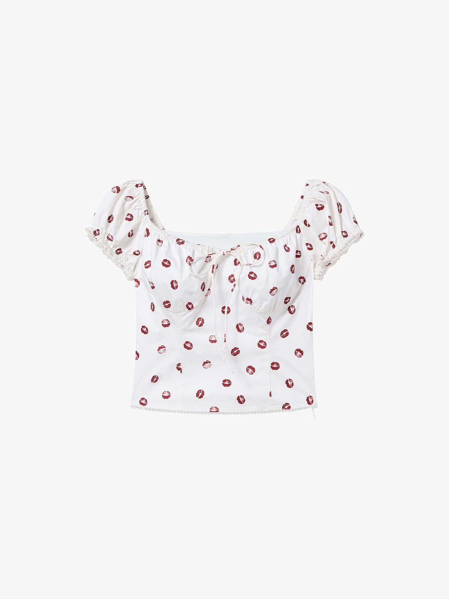 Lip Print Cropped Shirt