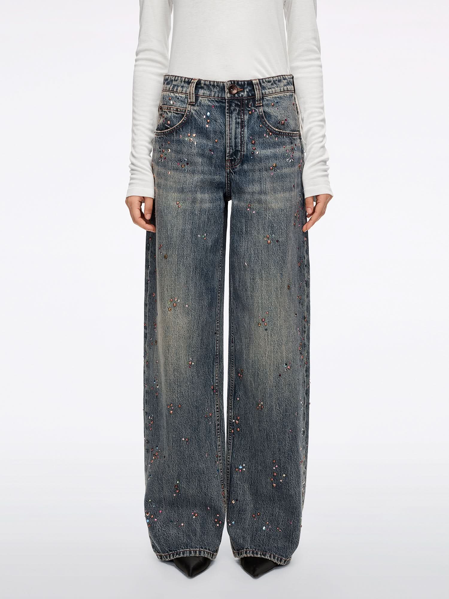 Rhinestone Loose-Fit Jeans