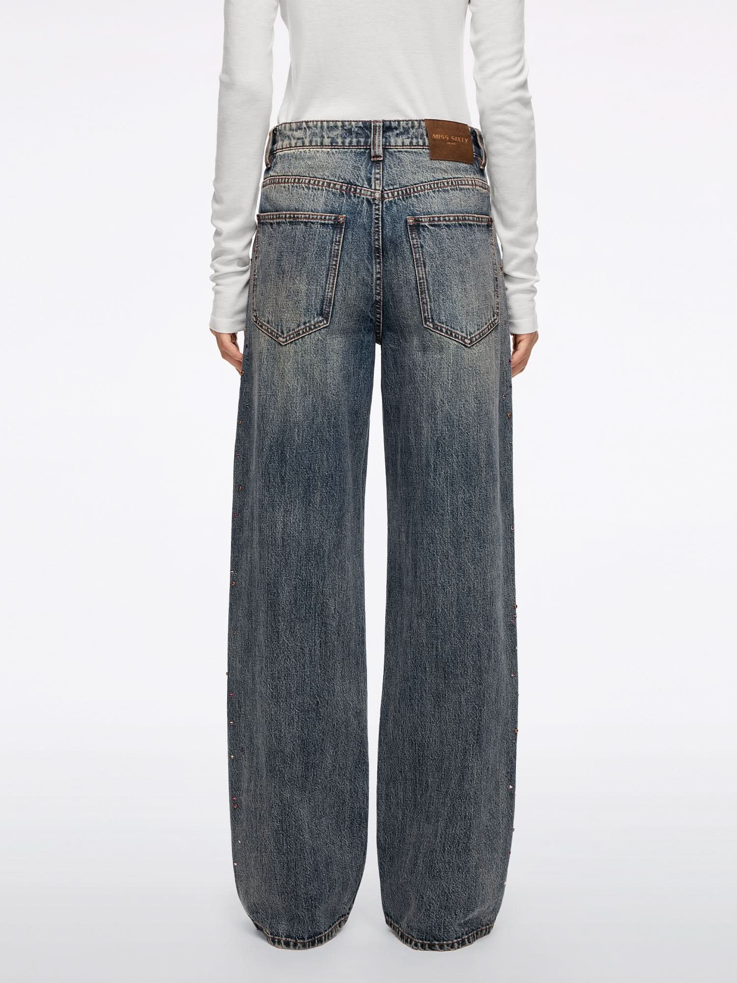 Rhinestone Loose-Fit Jeans