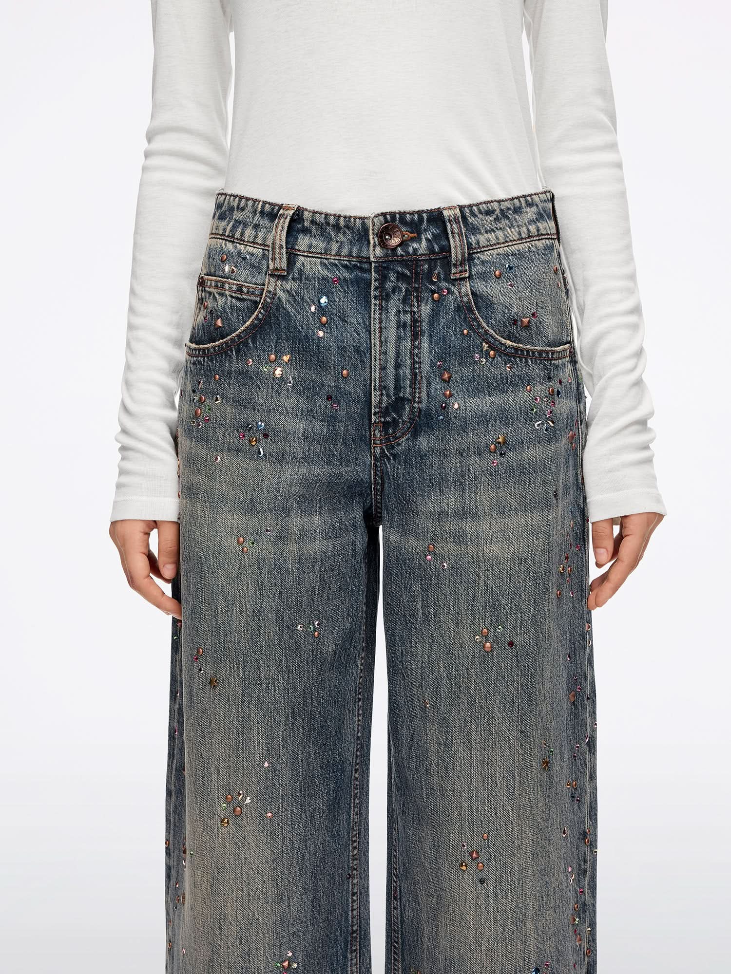 Rhinestone Loose-Fit Jeans