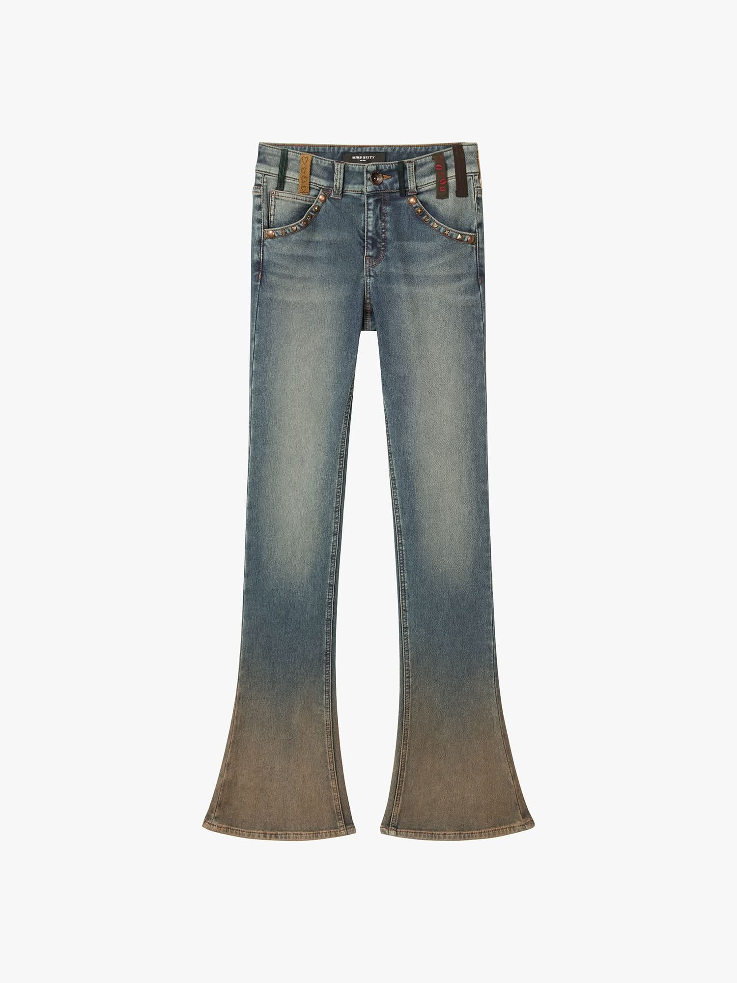 Belt Loop Slim-fit Flared Jeans
