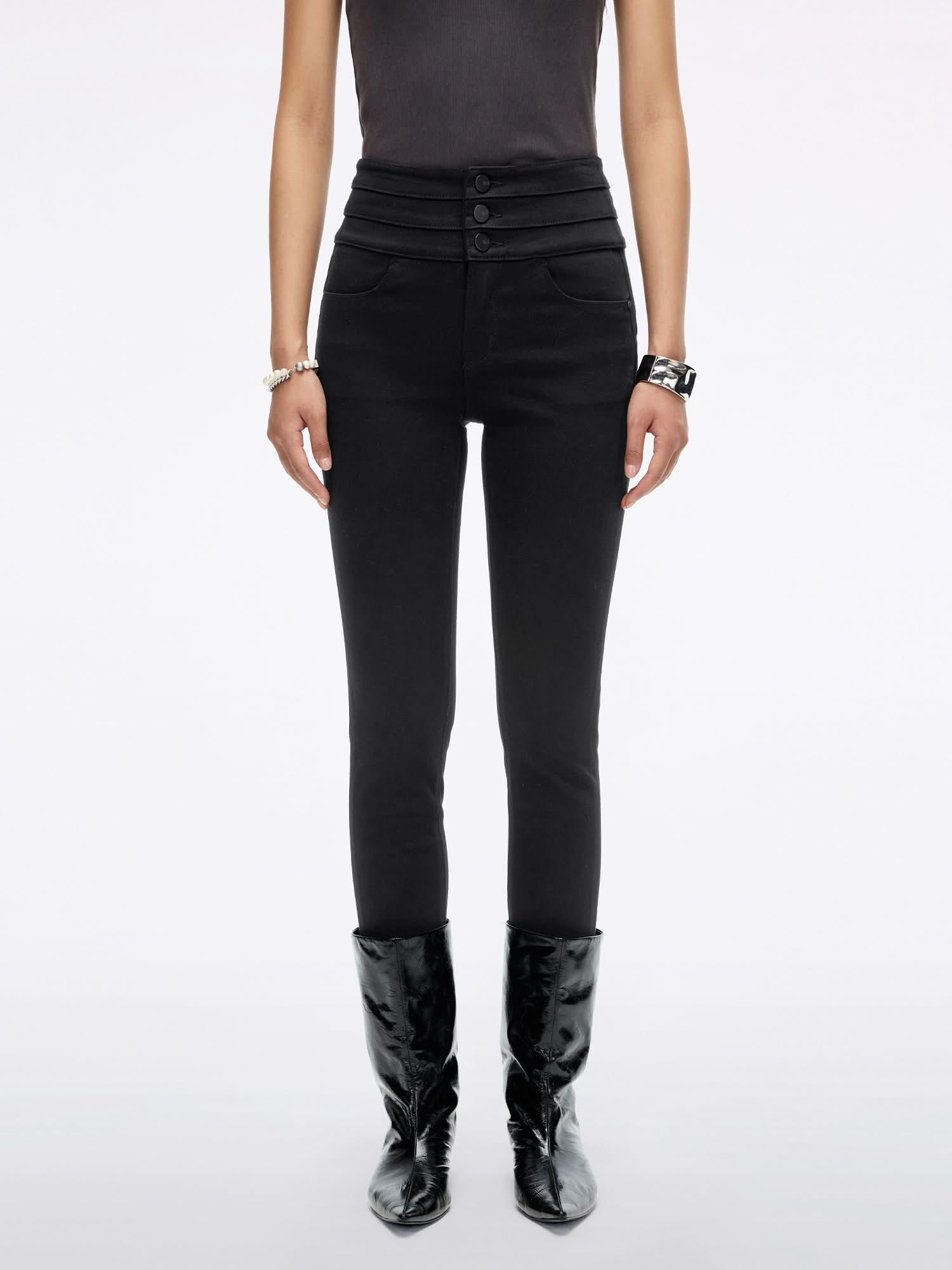 High Waisted Slim-Fit Jeans -BLUE ATTACK