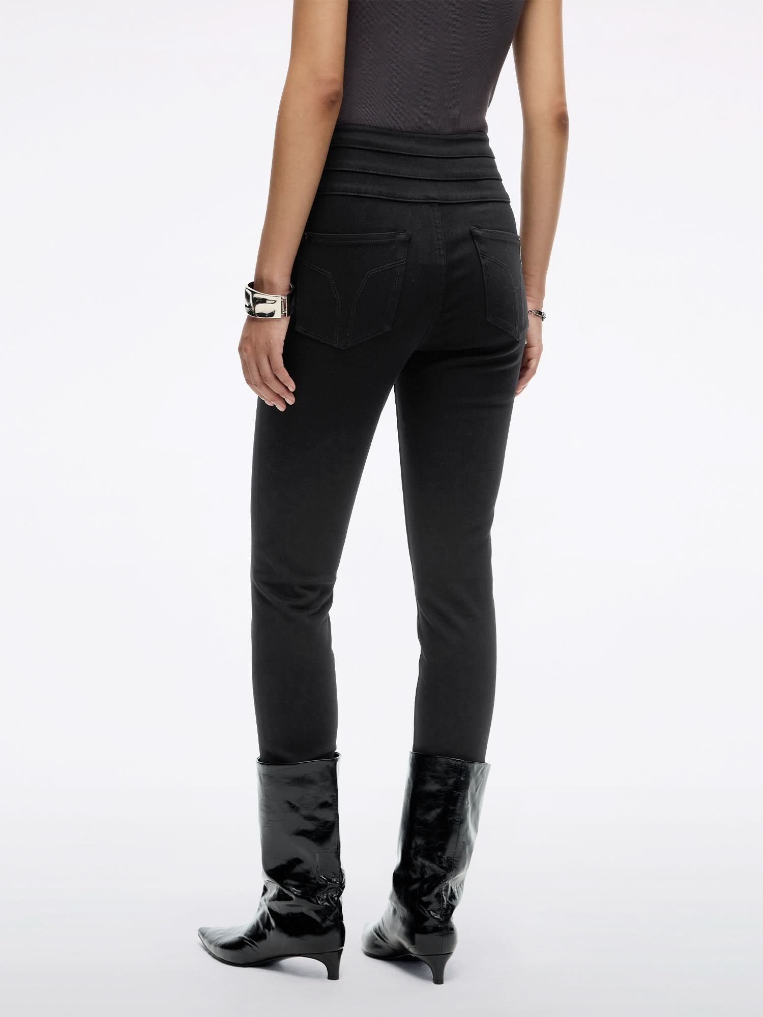 High Waisted Slim-Fit Jeans -BLUE ATTACK