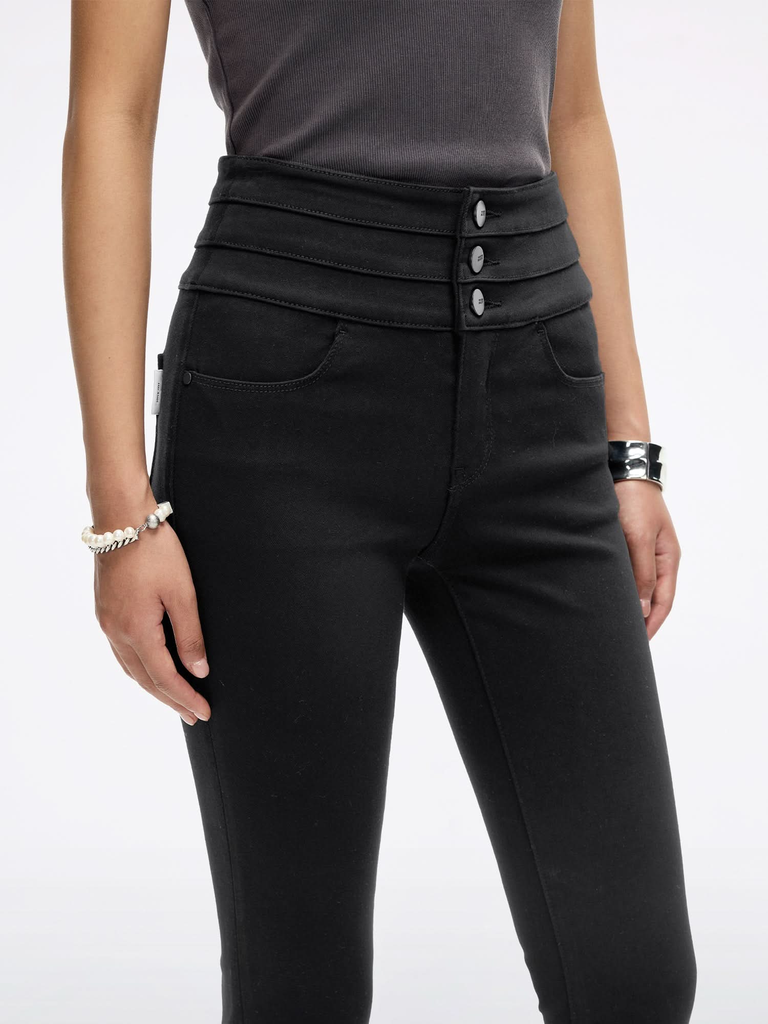 High Waisted Slim-Fit Jeans -BLUE ATTACK