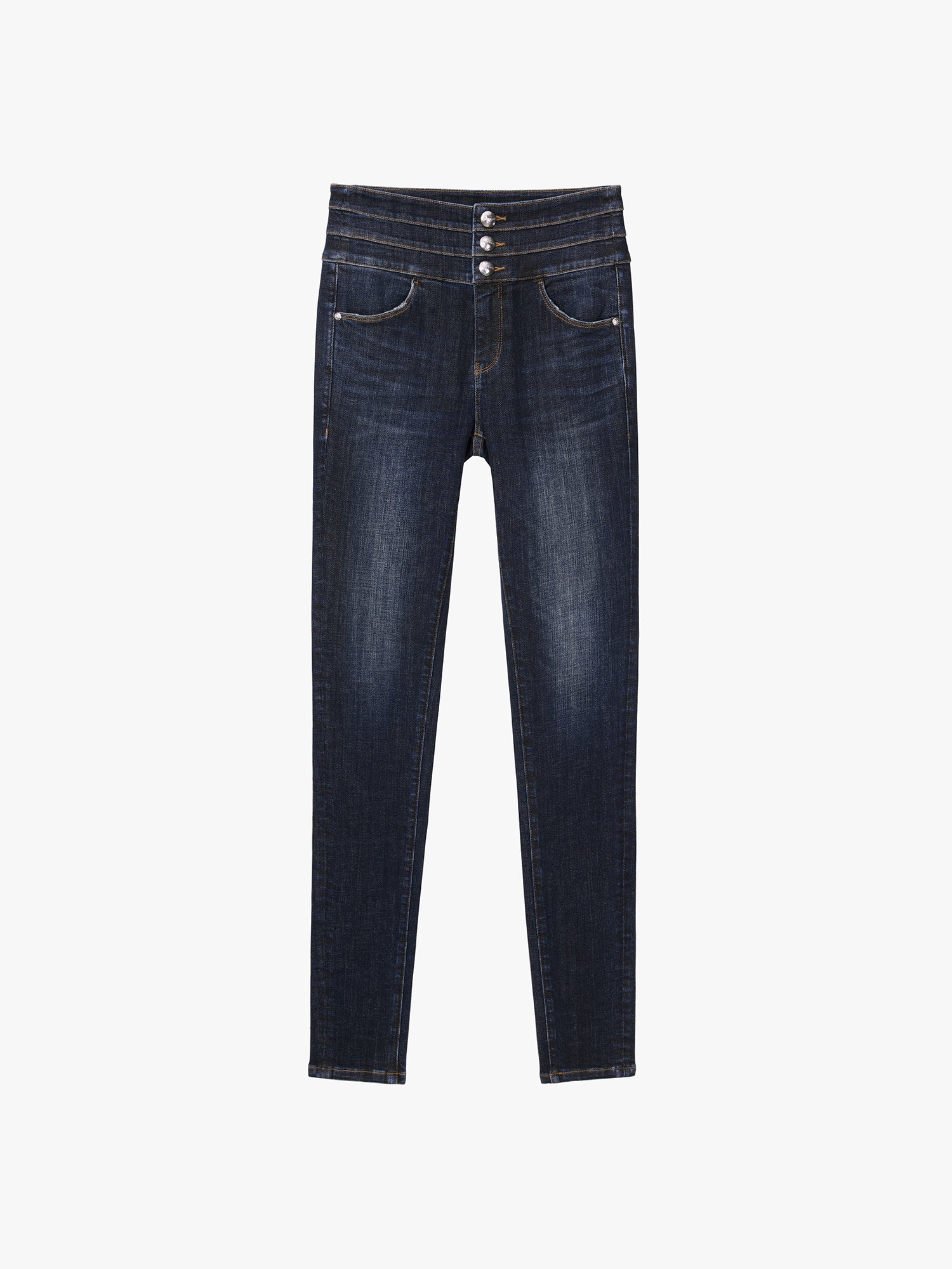 High Waisted Skinny Jeans-BLUE ATTACK