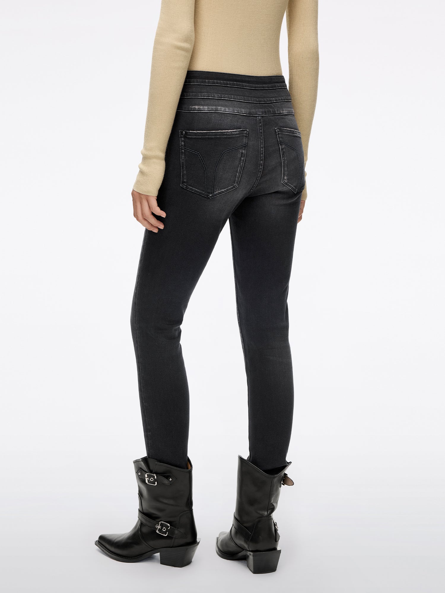 High Waisted Skinny Jeans-BLUE ATTACK