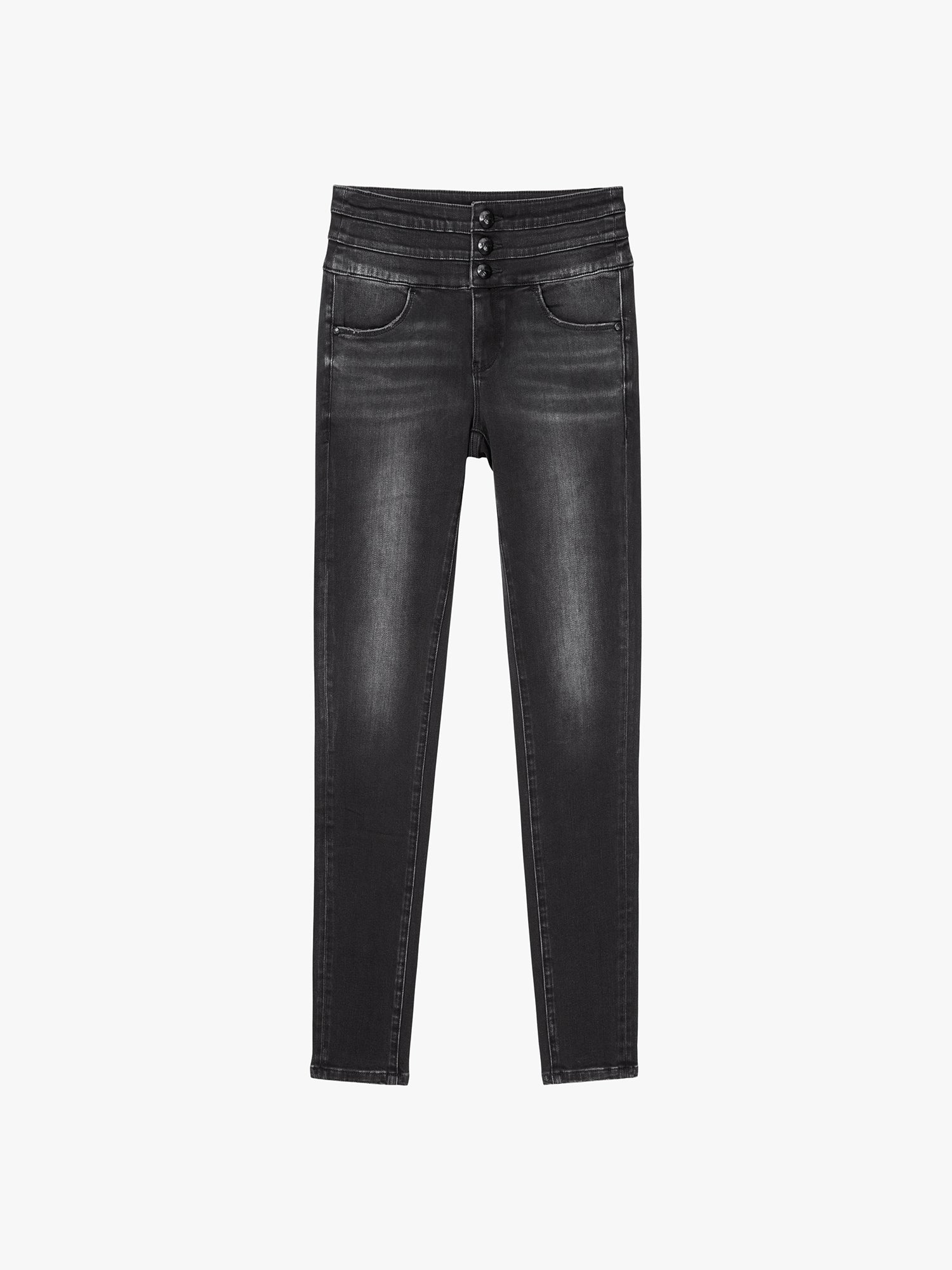 High Waisted Skinny Jeans-BLUE ATTACK