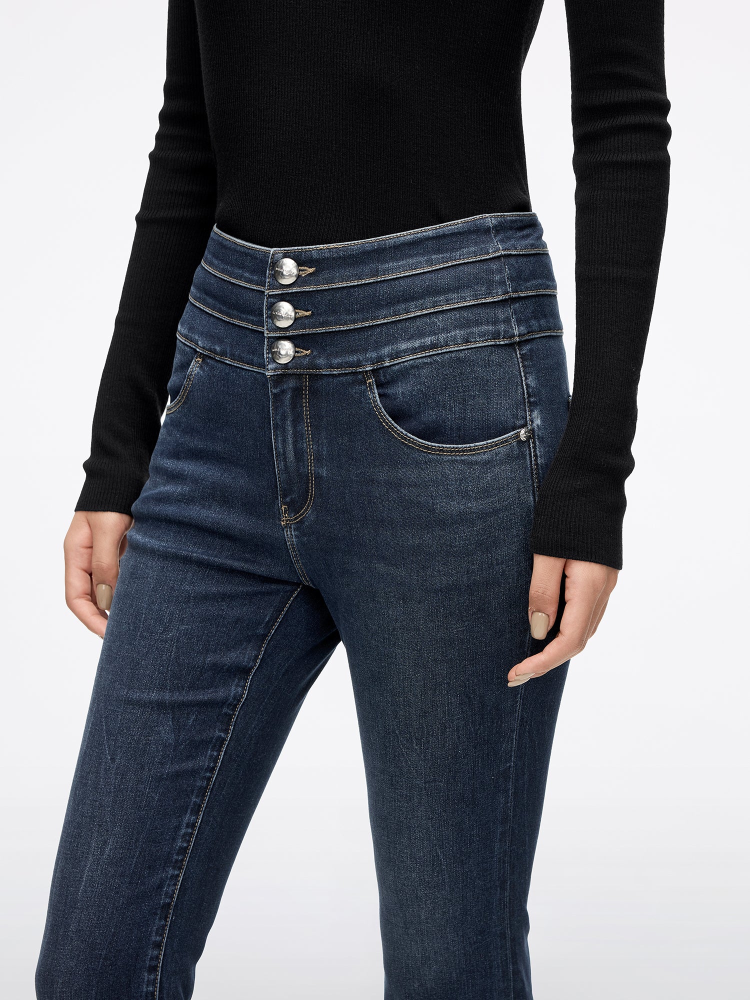 High Waisted Flare Jeans-BLUE ATTACK