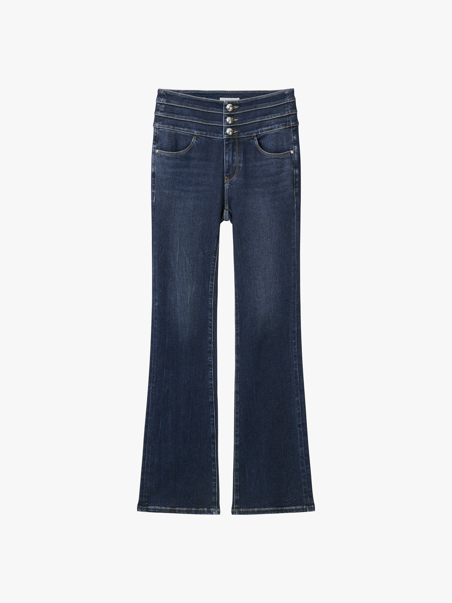High Waisted Flare Jeans-BLUE ATTACK