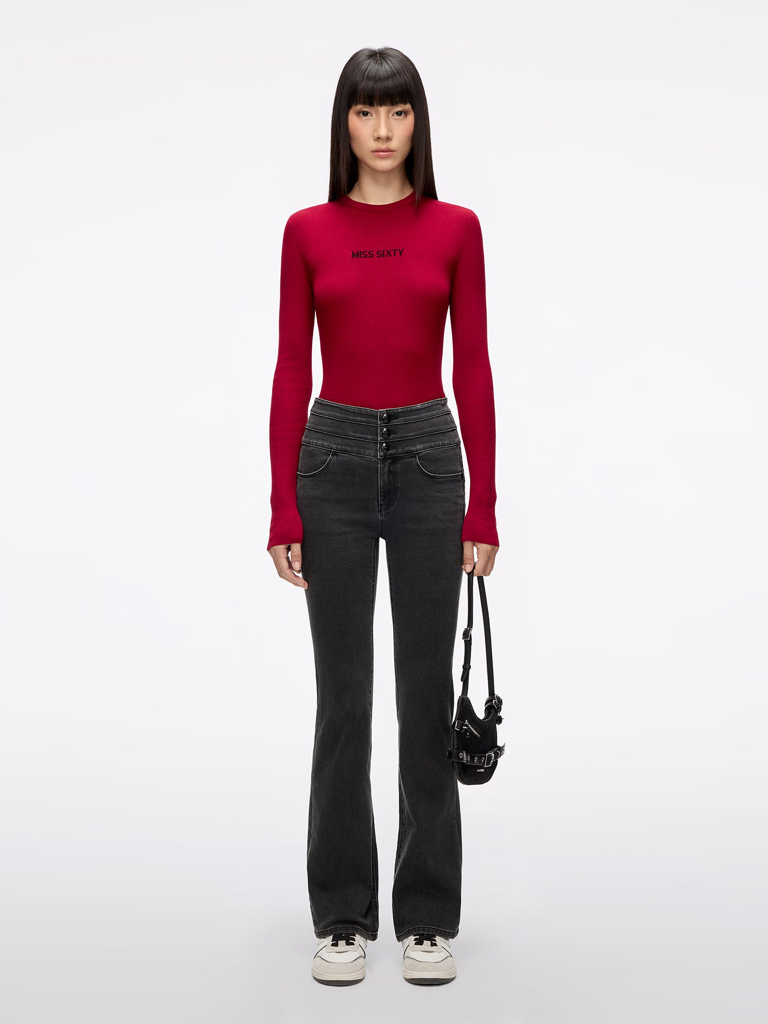 High Waisted Flare Jeans-BLUE ATTACK