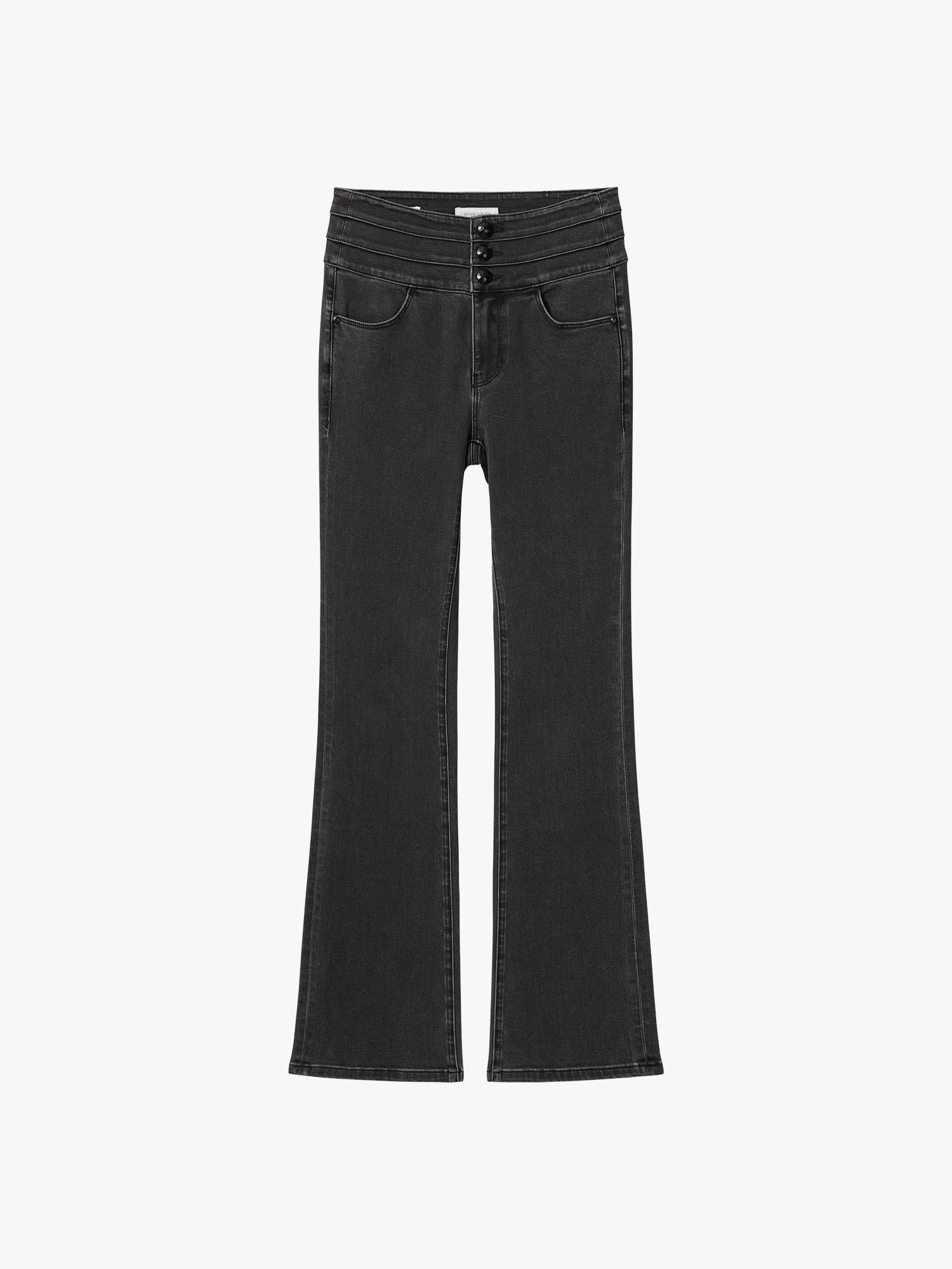 High Waisted Flare Jeans-BLUE ATTACK
