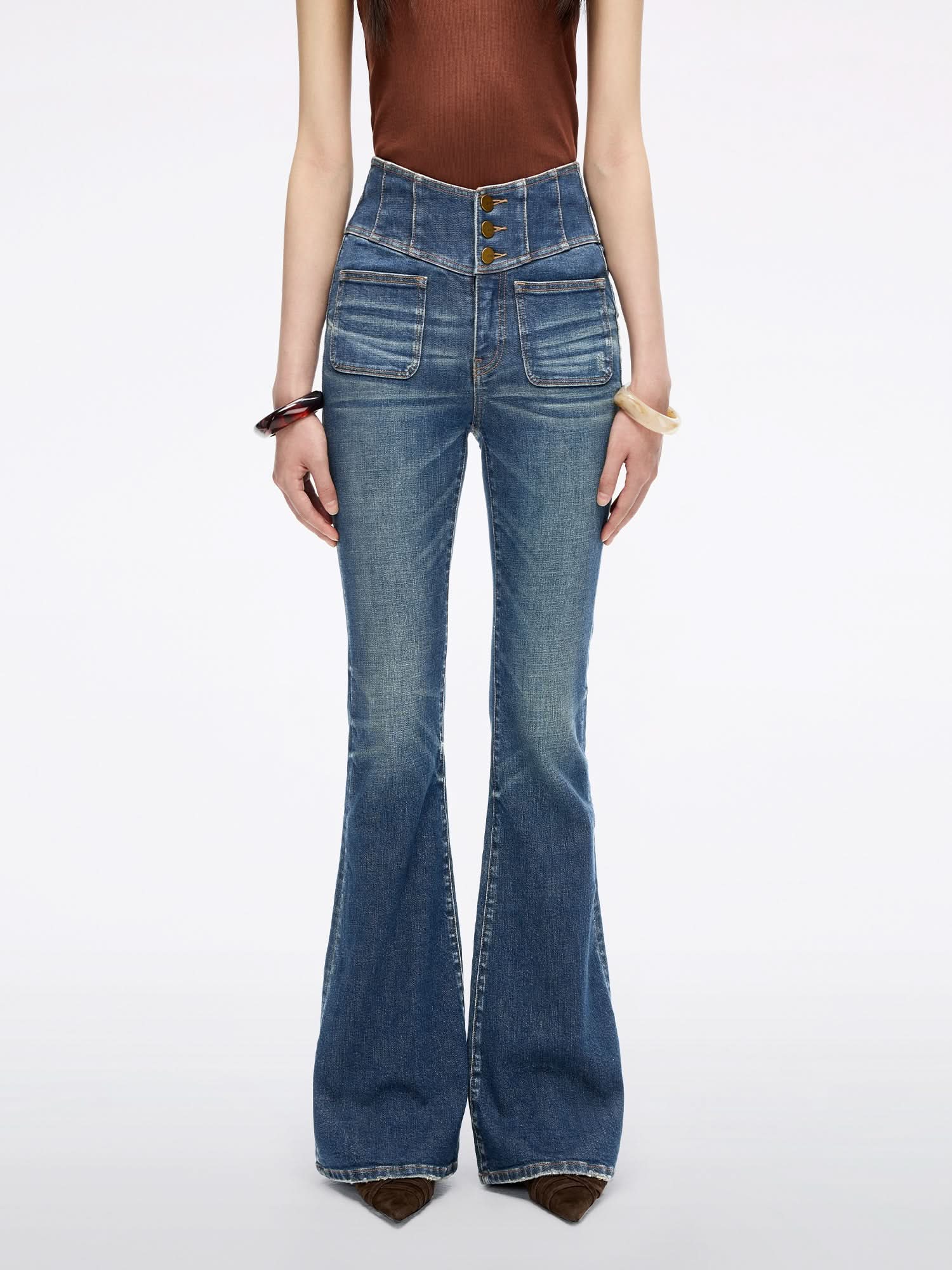 High Waisted Flared Jeans-ALICE