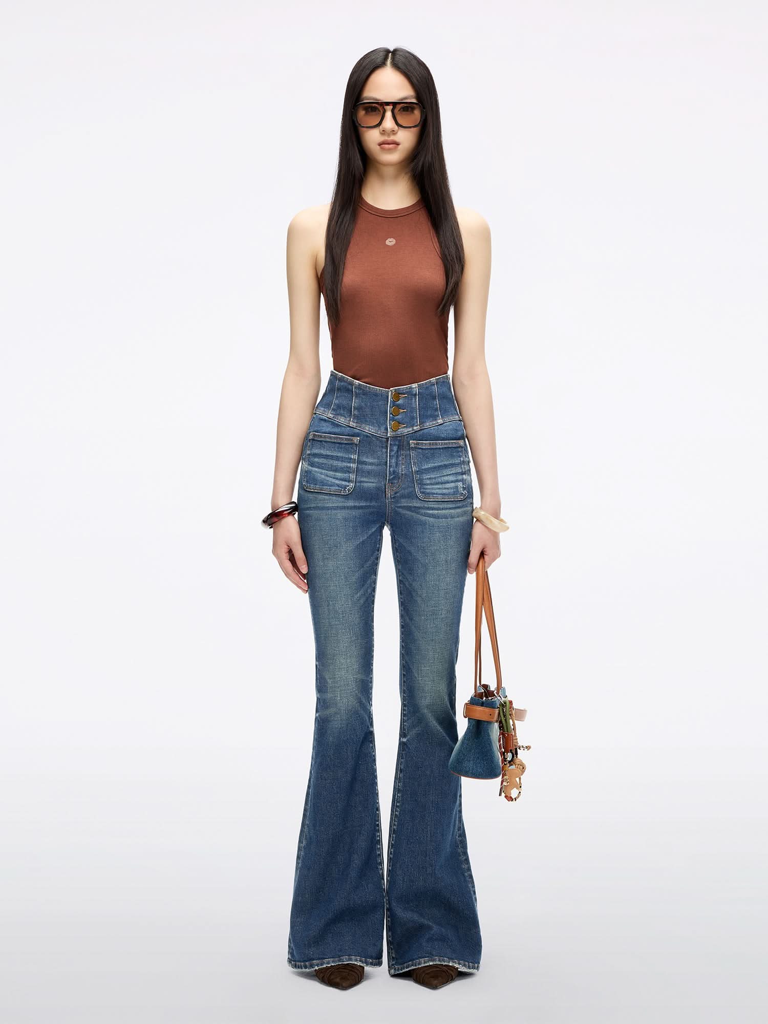 High Waisted Flared Jeans-ALICE