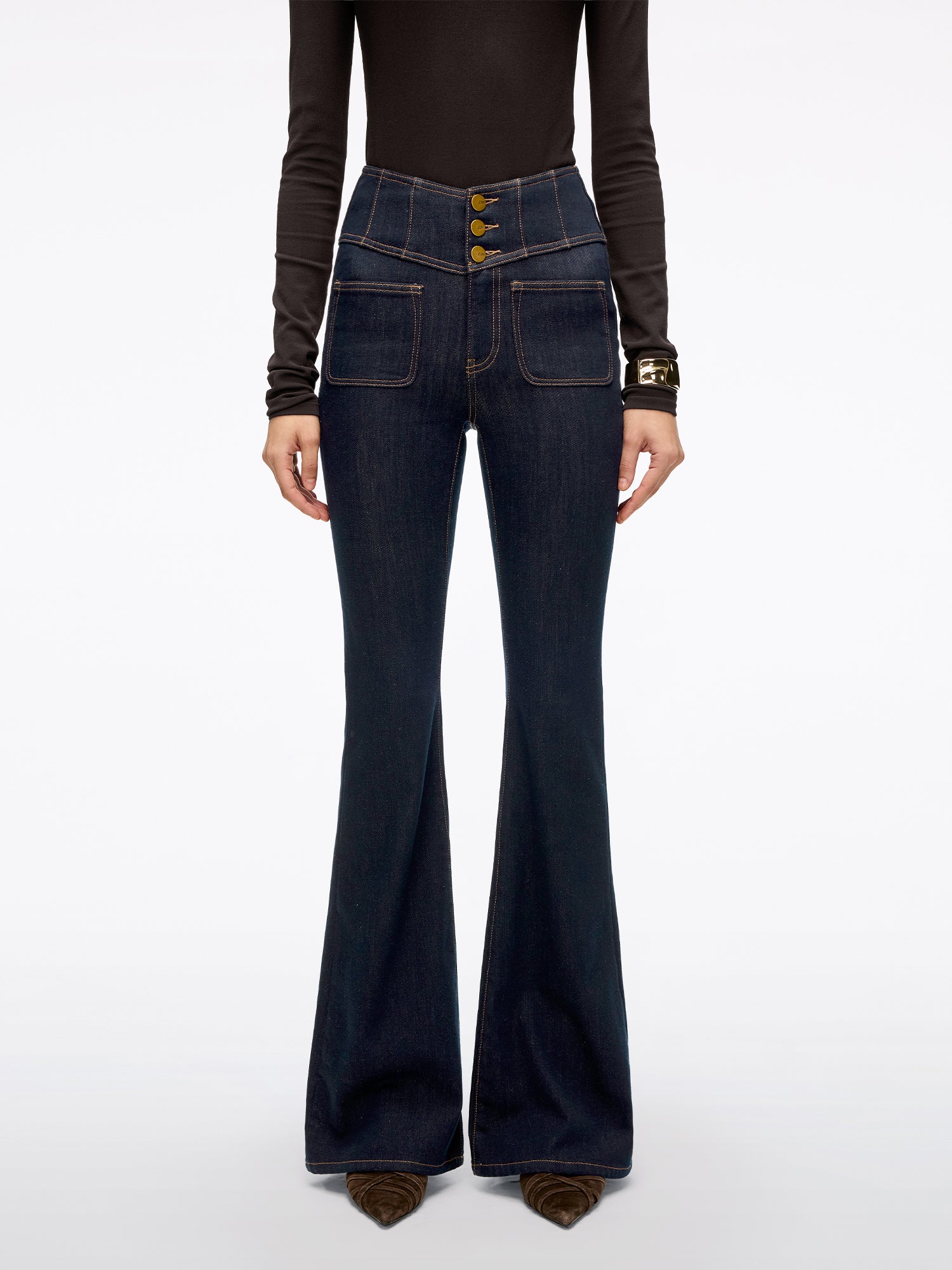 High Waisted Flared Jeans-GLENDA PLUS 5