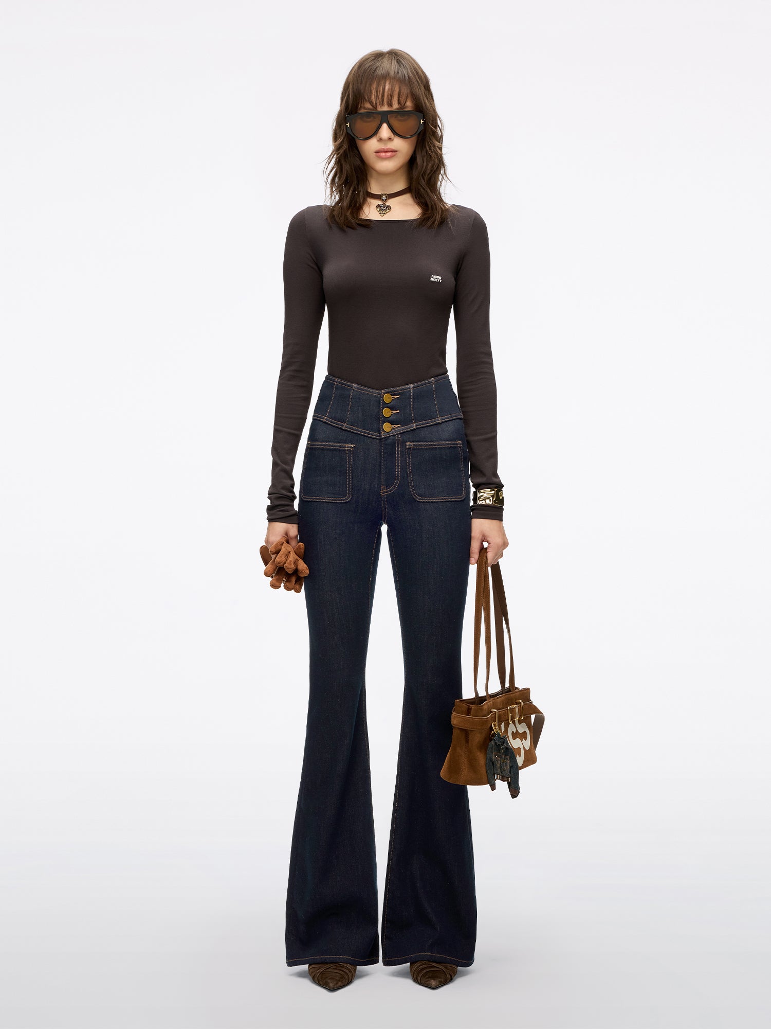 High Waisted Flared Jeans-GLENDA PLUS 5