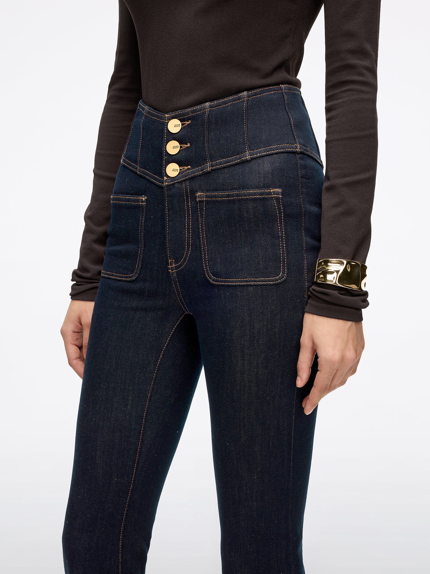 High Waisted Flared Jeans-GLENDA PLUS 5