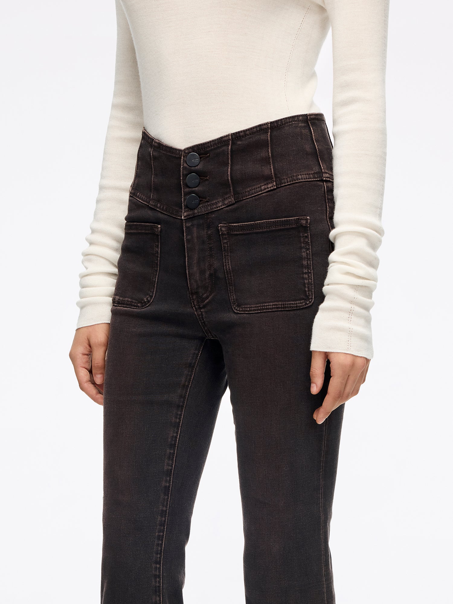 High Waisted Flared Jeans-GLENDA PLUS 5