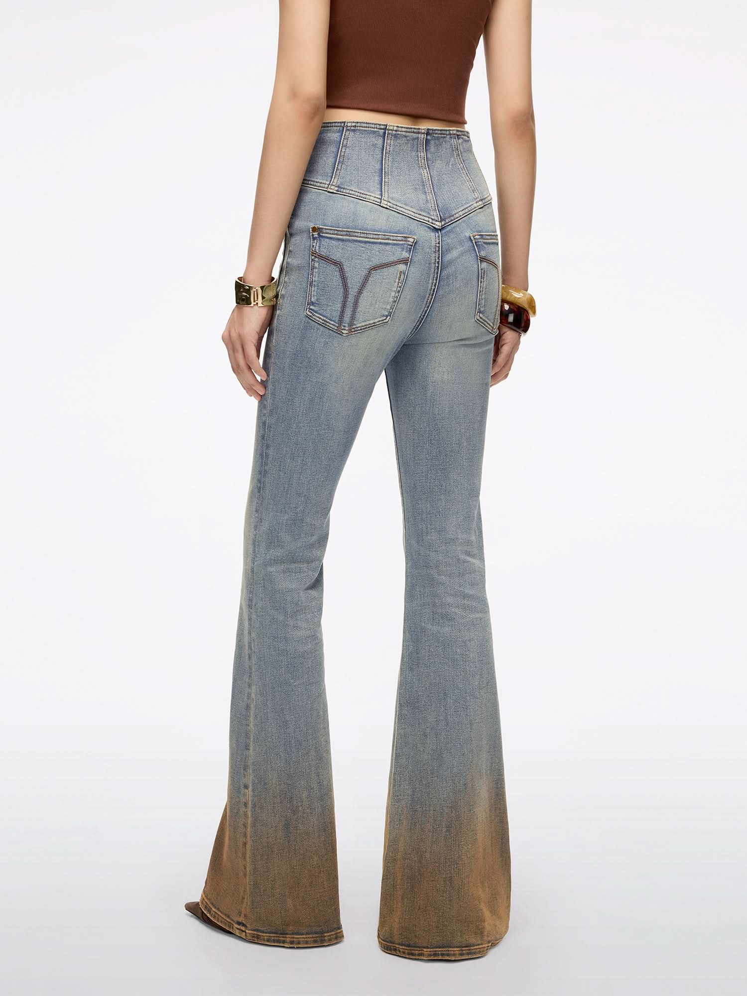 Distressed Flared Jeans-GLENDA PLUS 5