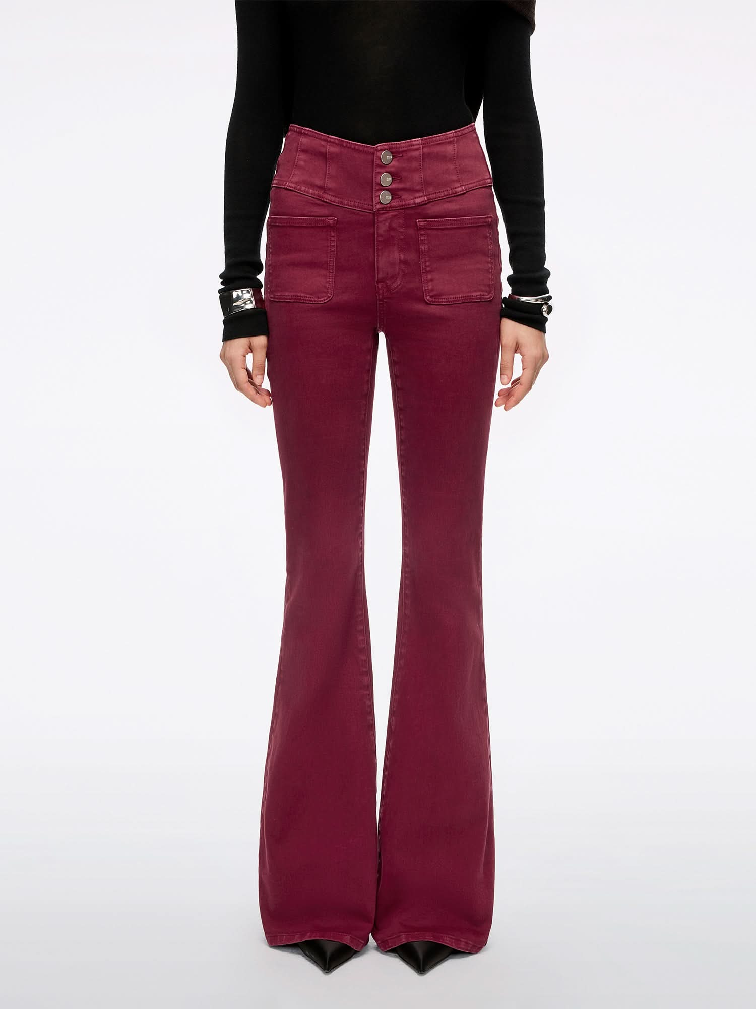 High Waisted Flared Jeans-GLENDA PLUS 5
