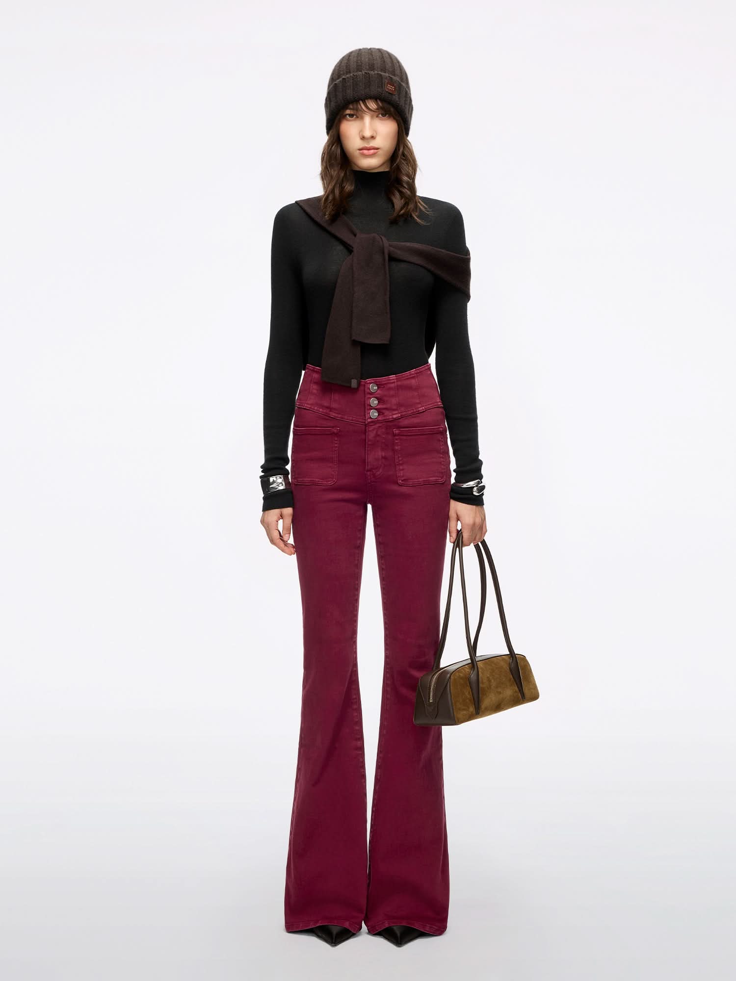 High Waisted Flared Jeans-GLENDA PLUS 5