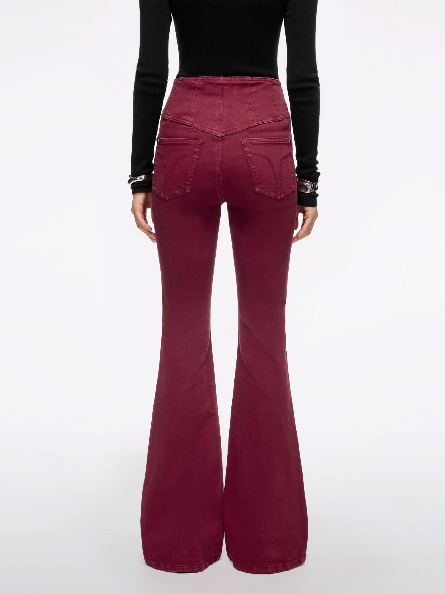 High Waisted Flared Jeans-GLENDA PLUS 5