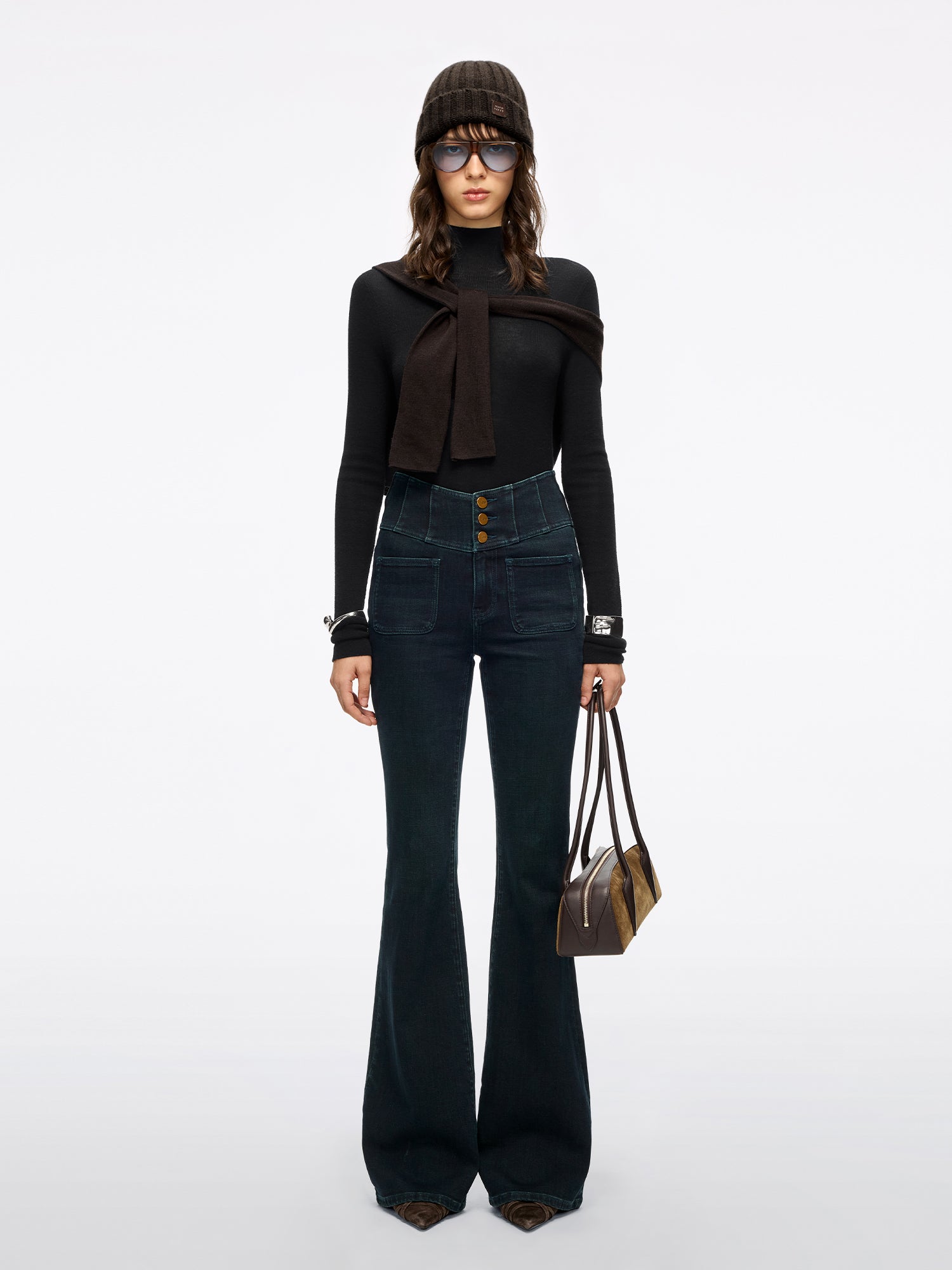 High Waisted Flared Jeans-GLENDA PLUS 5