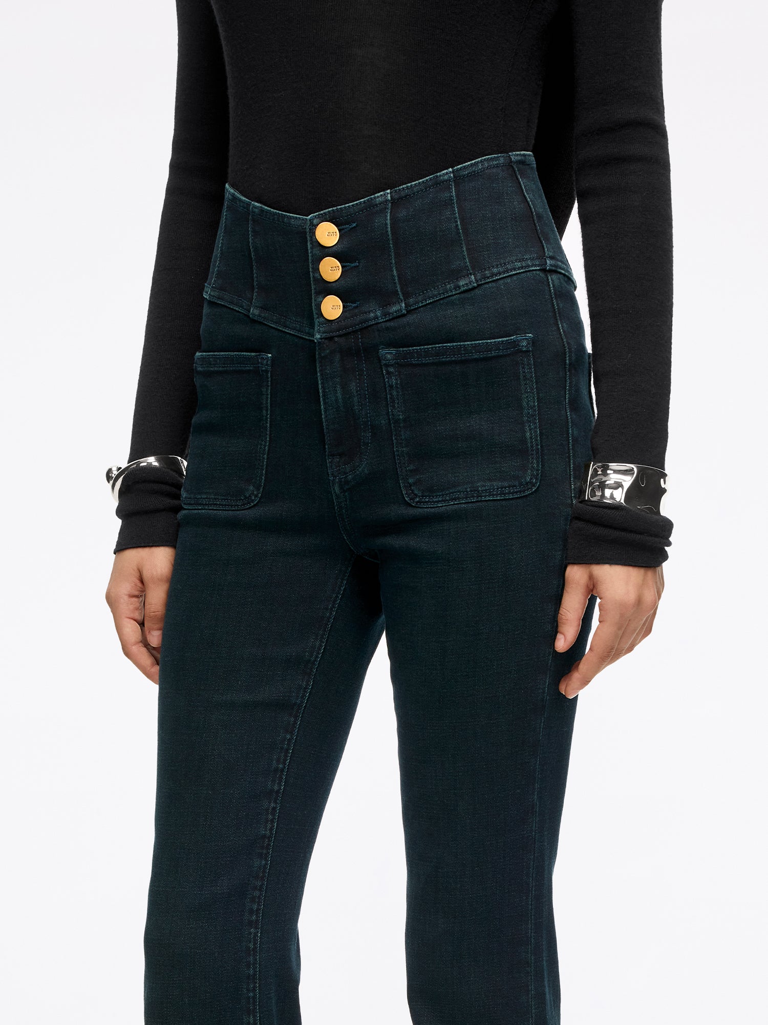 High Waisted Flared Jeans-GLENDA PLUS 5