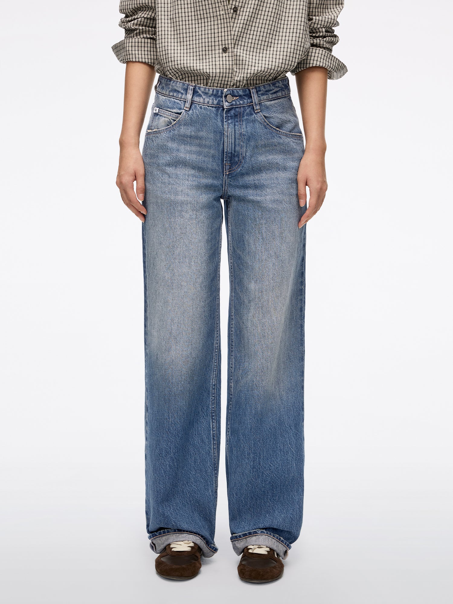 Missing Manic Tuck Straight Denim Pants Distressed Straight-Fit 