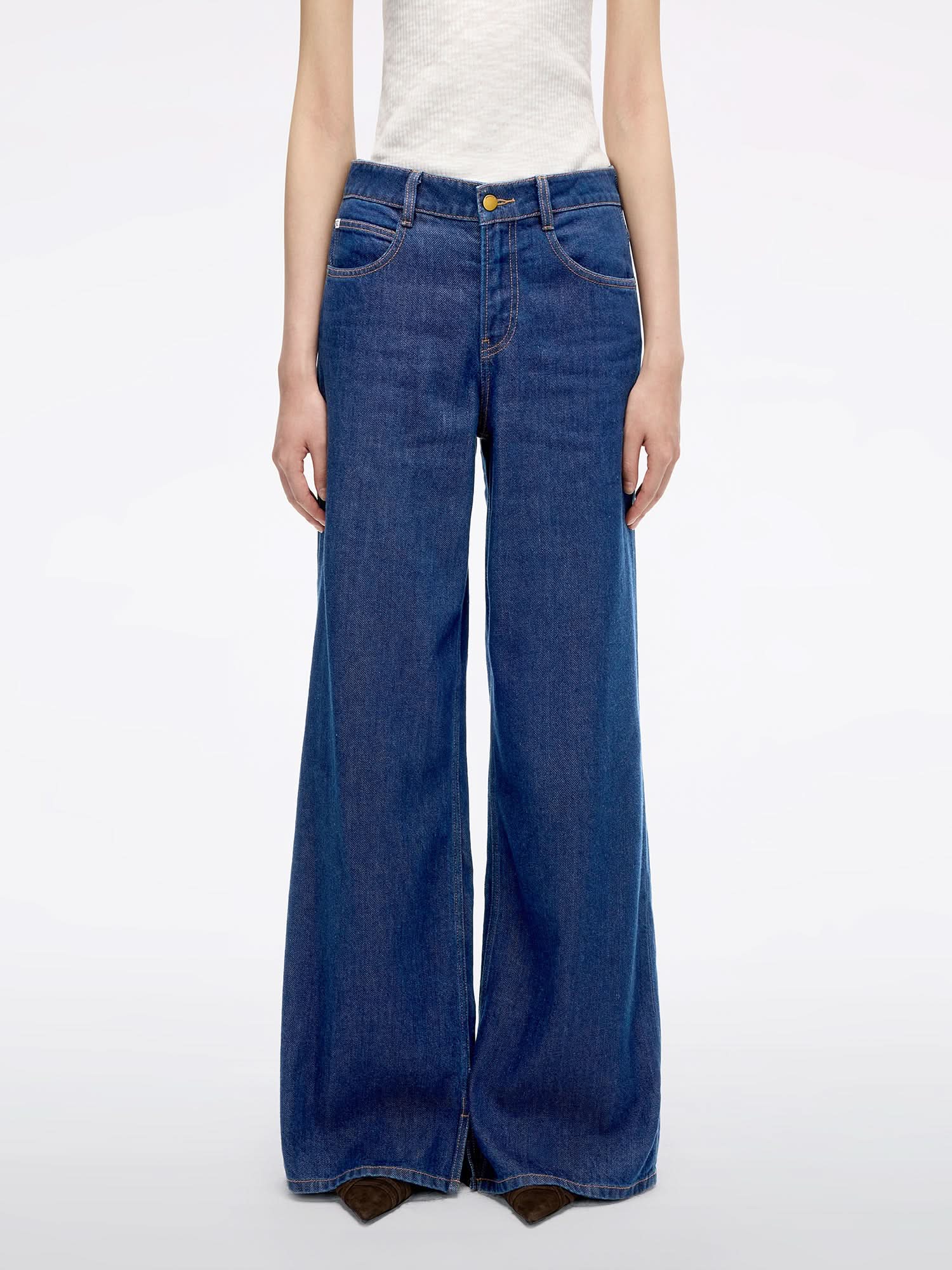 Split-Hem Wide-Leg Jeans