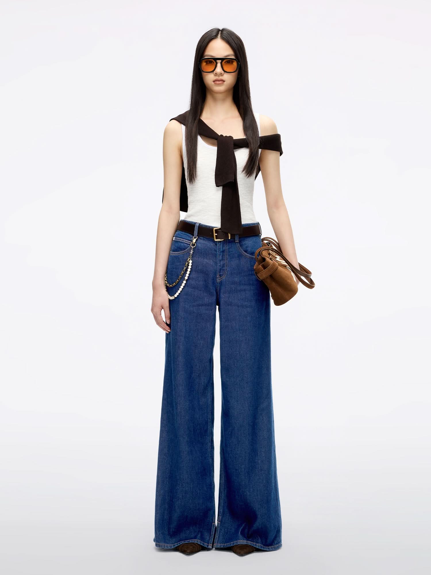 Split-Hem Wide-Leg Jeans