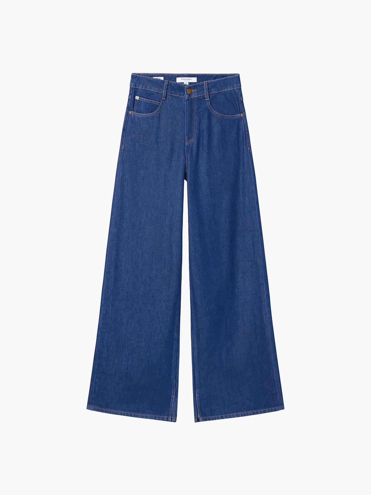 Split-Hem Wide-Leg Jeans