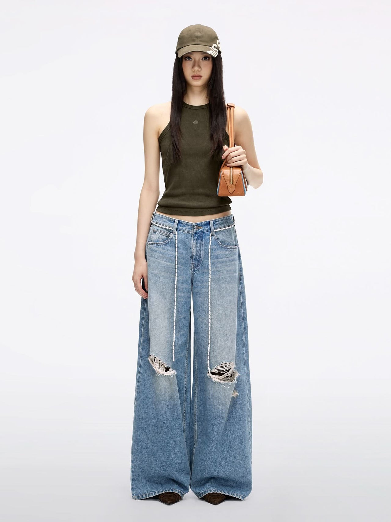 Distressed Straight-Leg Jeans