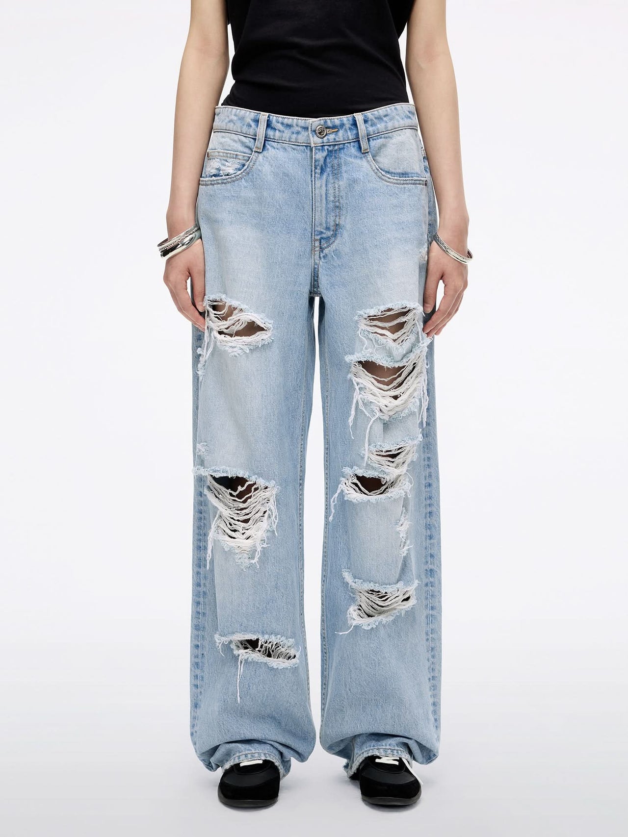 Distressed Straight Jeans