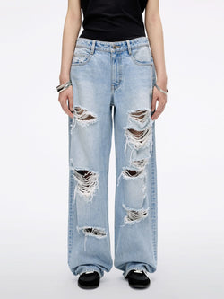 Distressed Straight Jeans