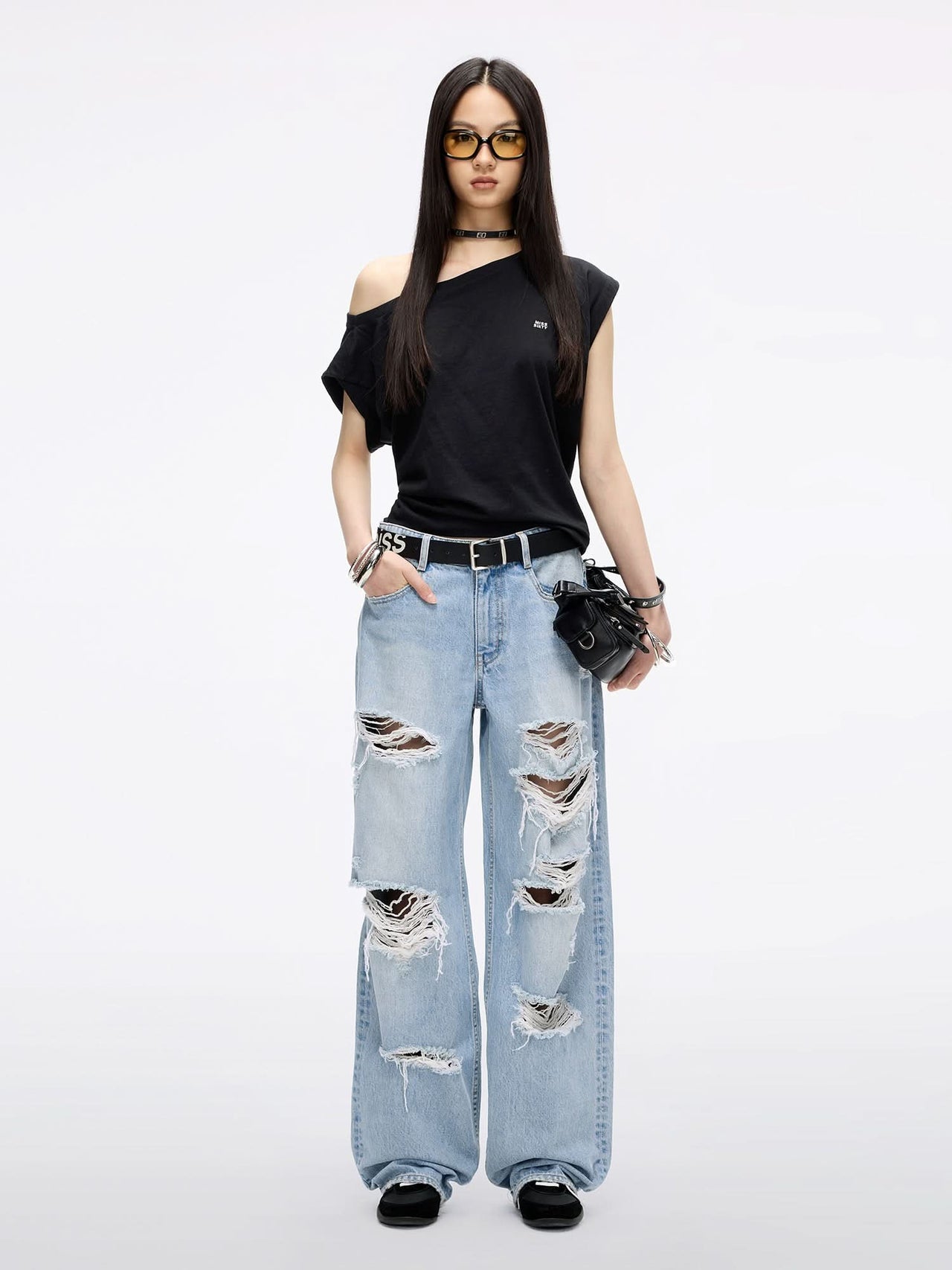 Distressed Straight Jeans