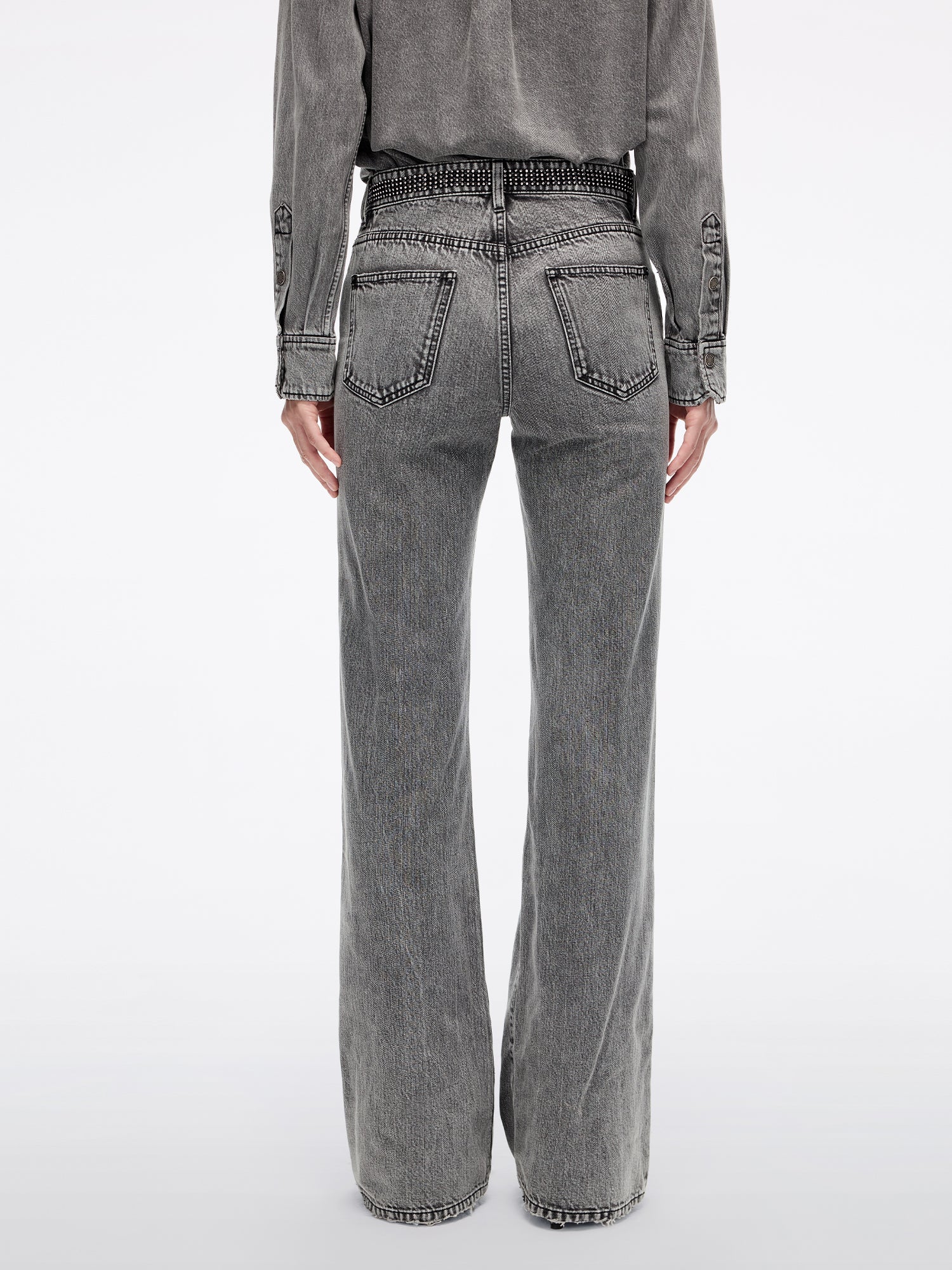 Rhinestone Flared Denim Jeans