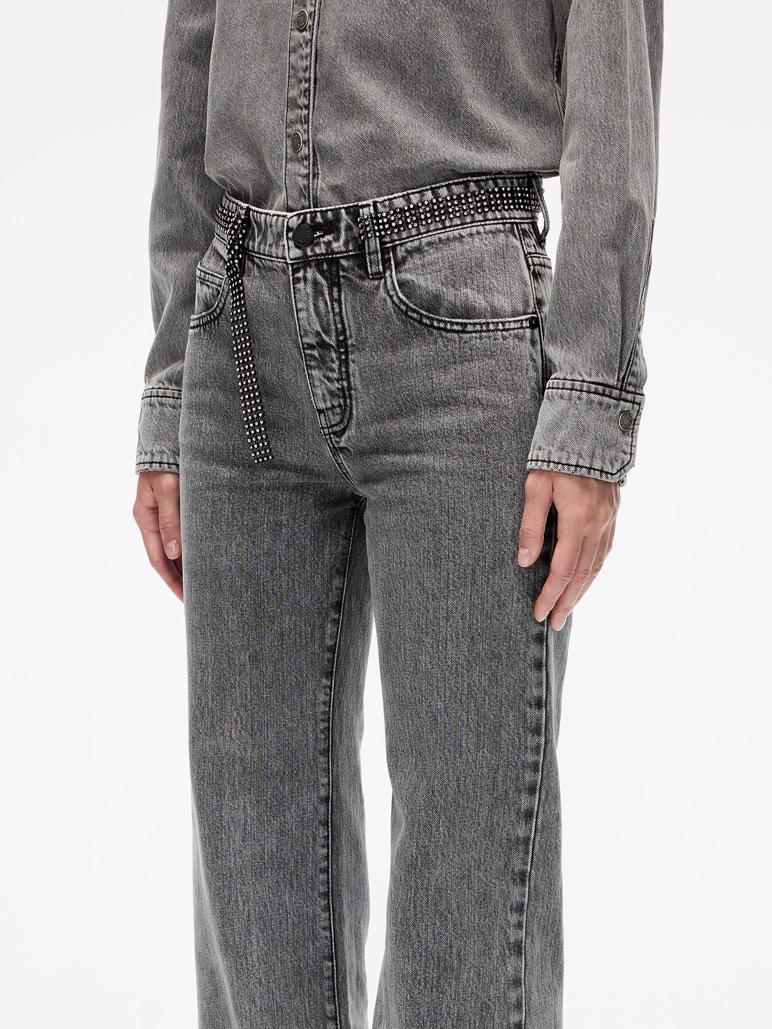 Rhinestone Flared Denim Jeans