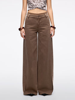 Double-Waistband Straight-Leg Jeans