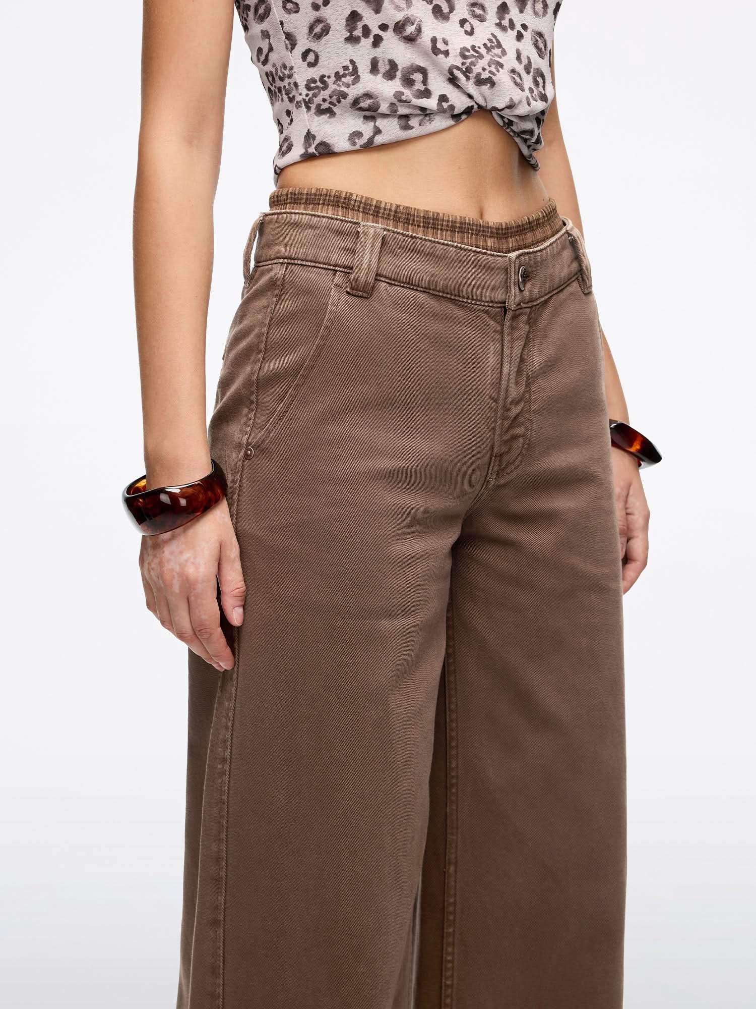 Double-Waistband Straight-Leg Jeans