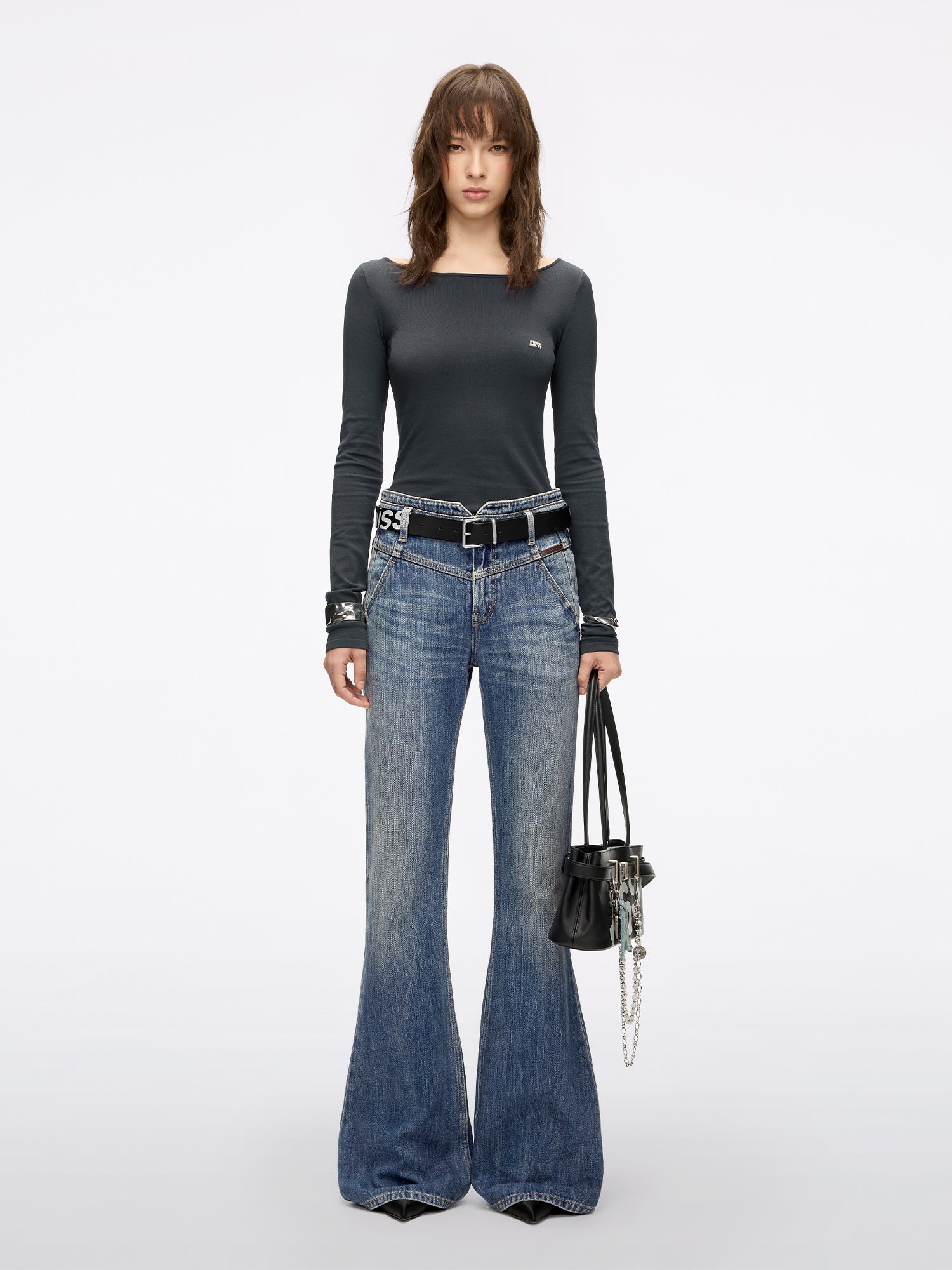 High Waisted Flared Denim Jeans-ALICE