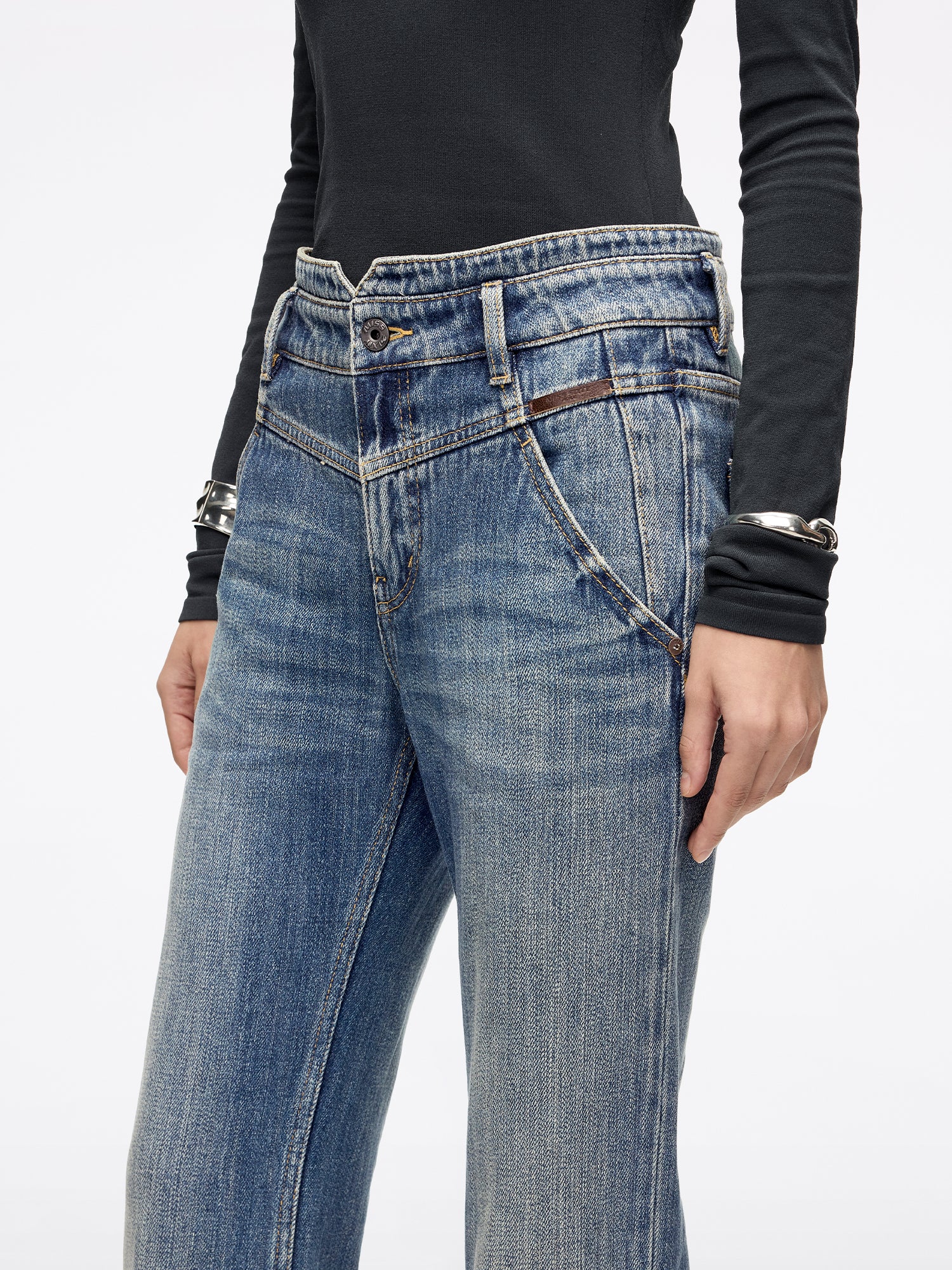 High Waisted Flared Denim Jeans-ALICE