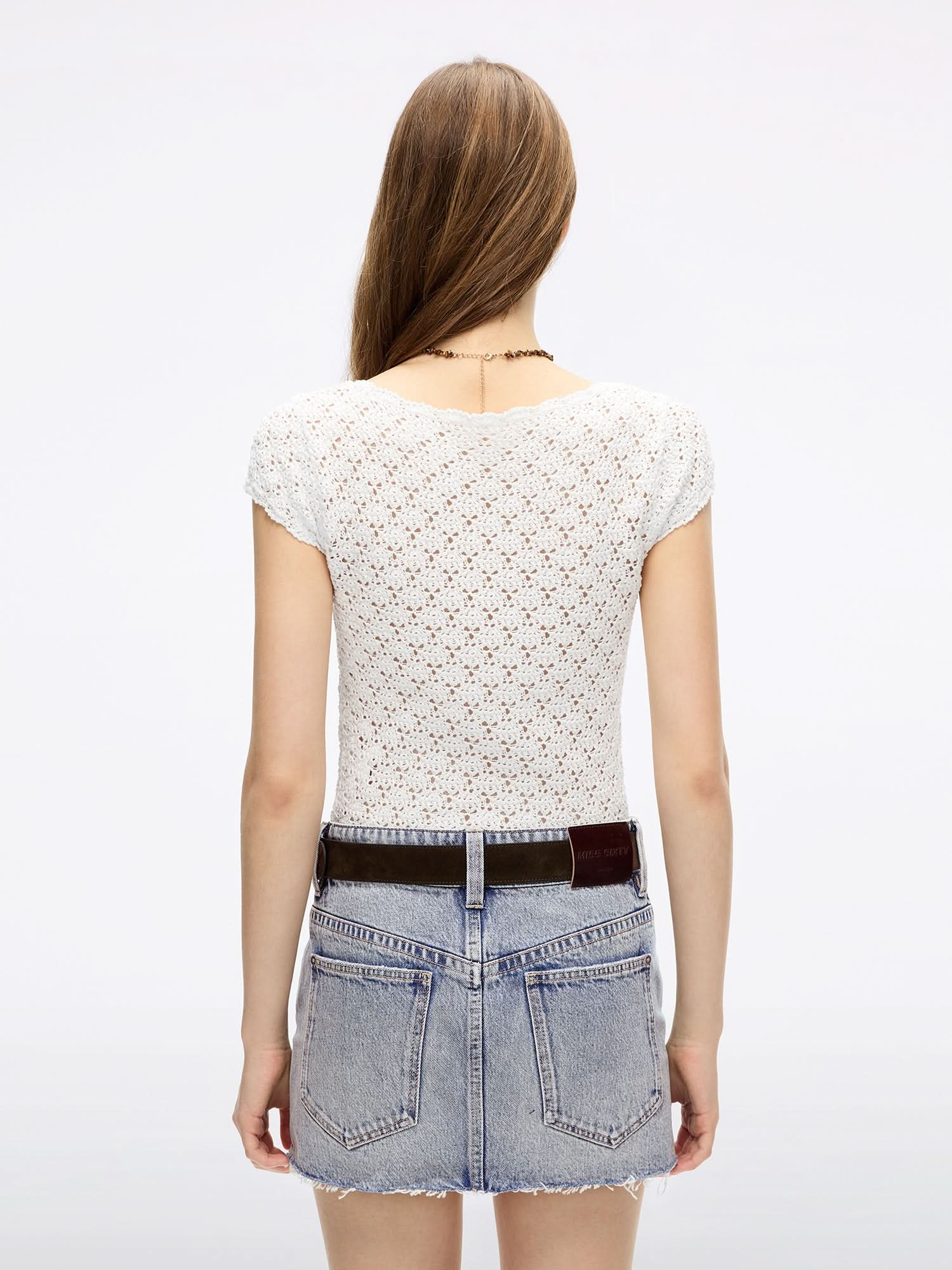 Hollow-Out Knit Top