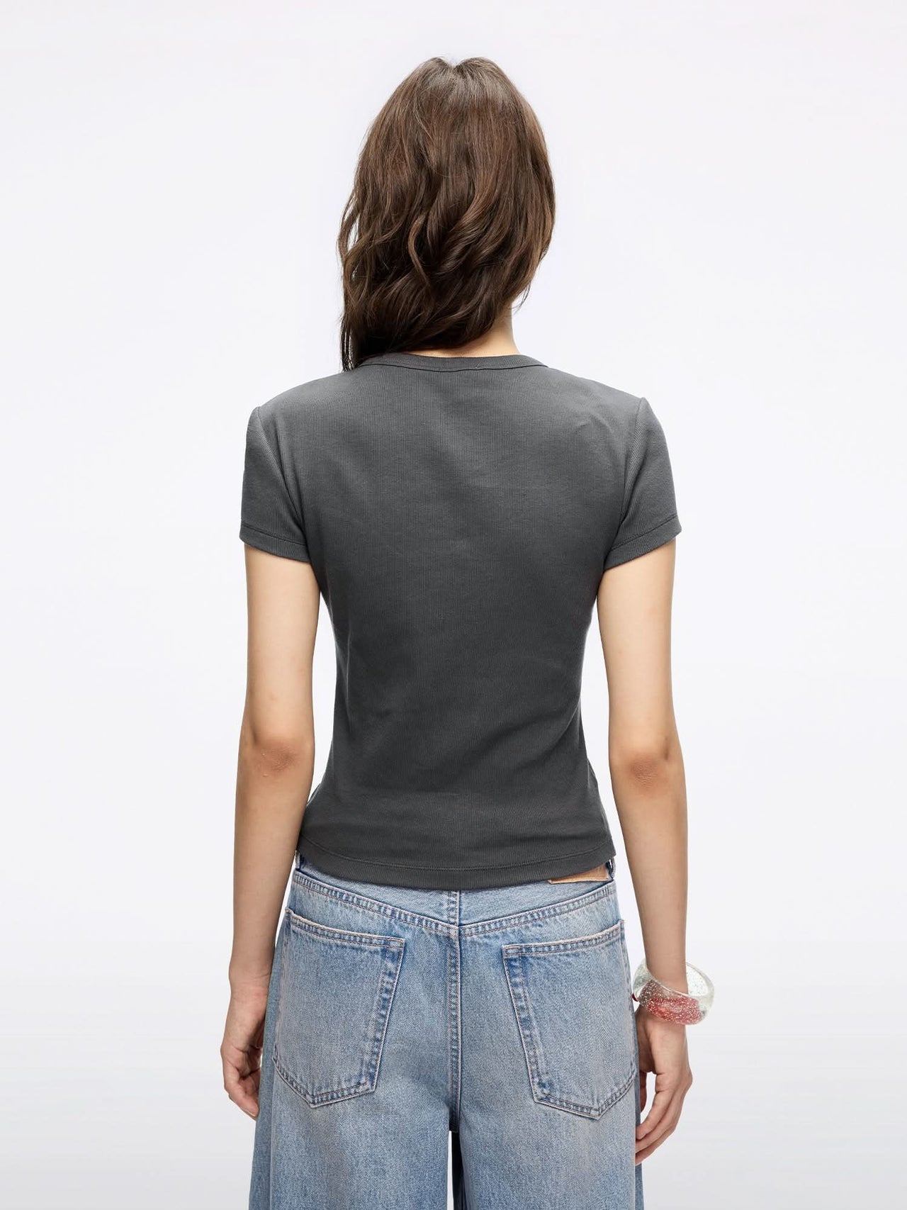 Crew Neck Lip Print T-Shirt